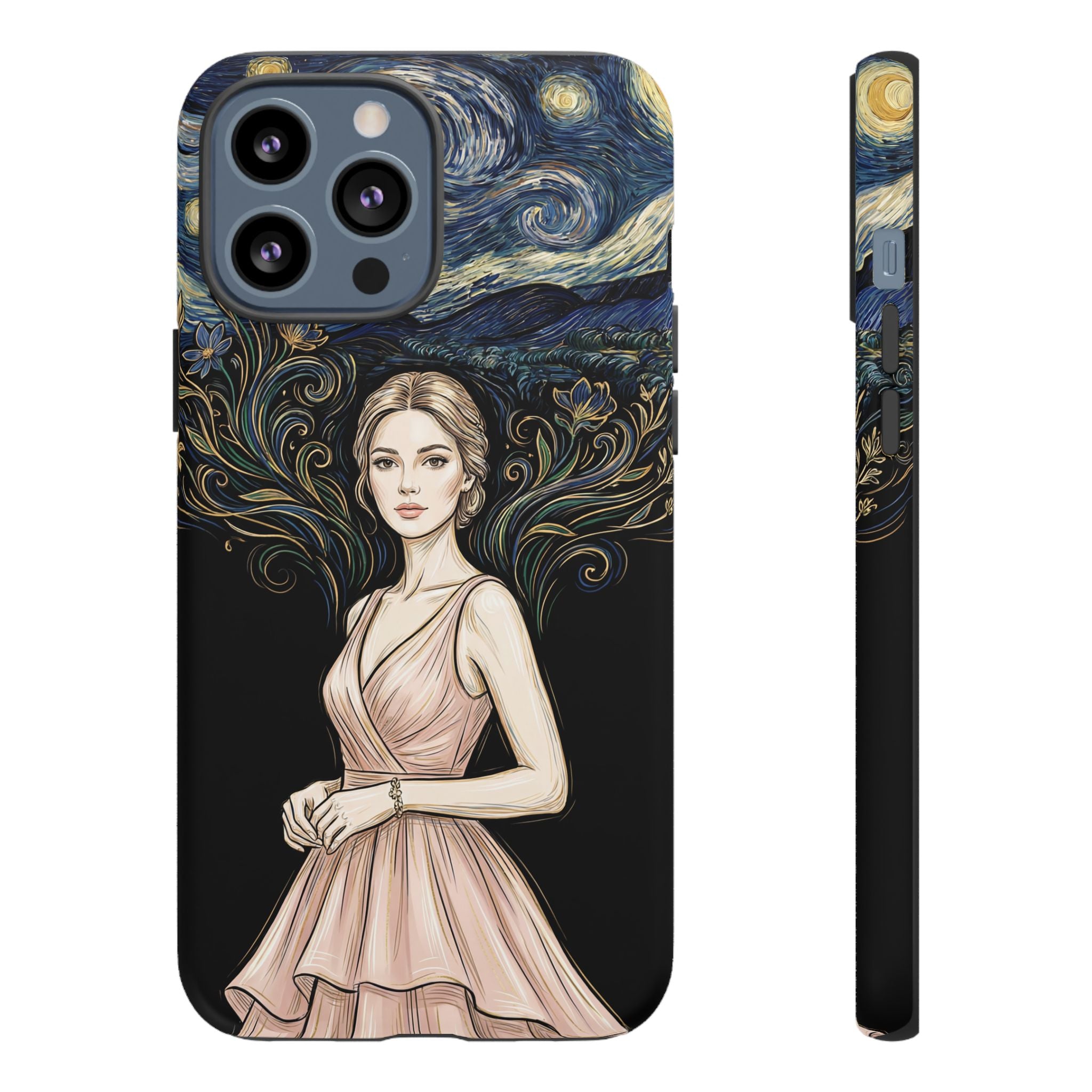 Art Nouveau Starry Night iPhone Case | Elegant Woman Illustration Tough Case
