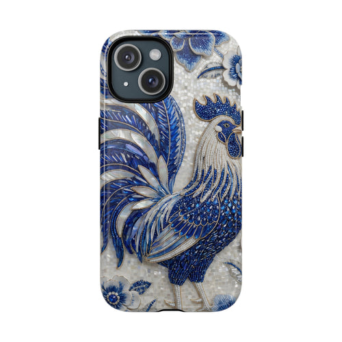 Asian Zodiac Rooster MagSafe iPhone Case | Blue & White Porcelain Slim Shockproof Case | Year of the Rooster Gift