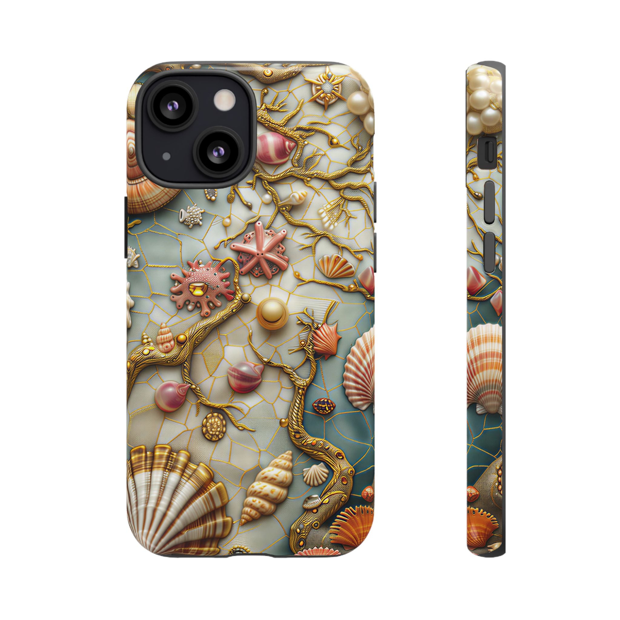 Decorative Seashell & Pearl Beach Design iPhone Case