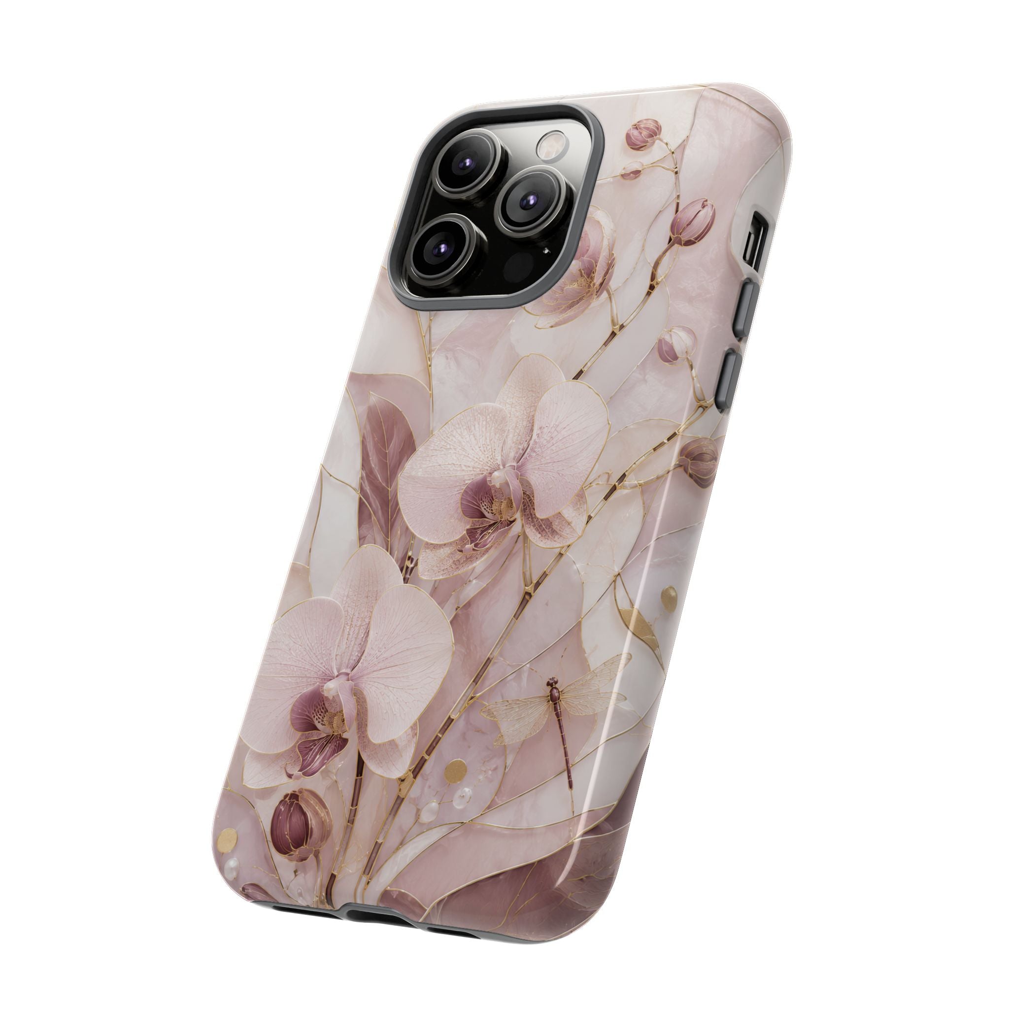 Stained Glass Orchid iPhone Case | Pink Floral Protective Case