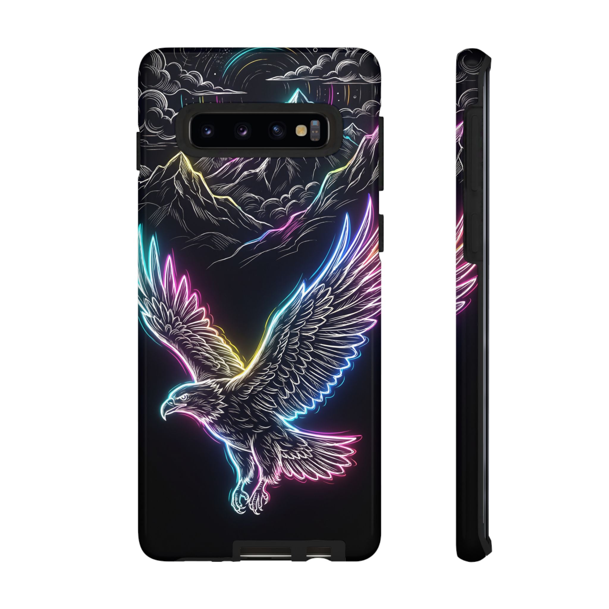 Neon Eagle Samsung Galaxy Phone Case with Mountain Design