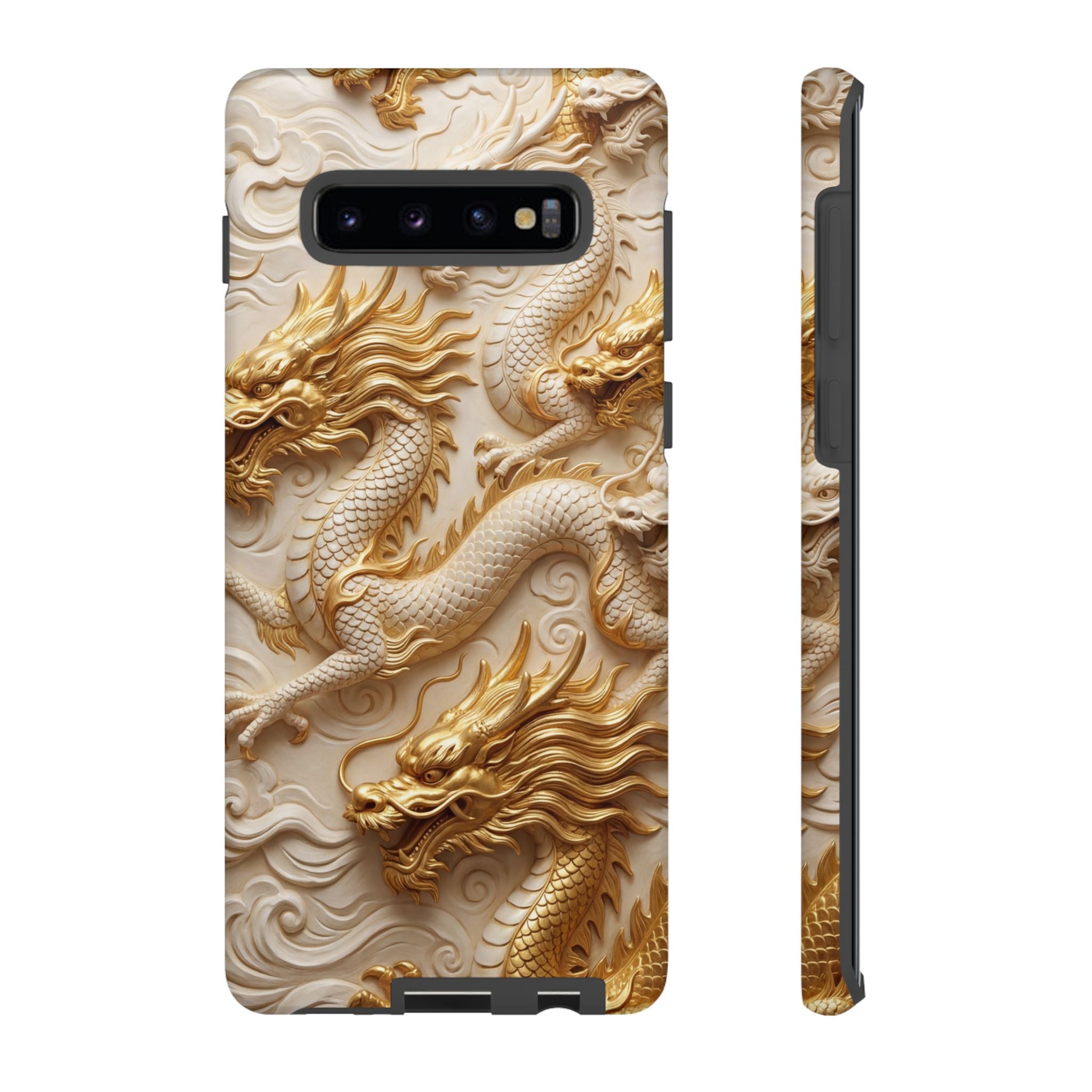 Dragon Relief Samsung Galaxy Case — Gold Carved Dragon Protective Cover