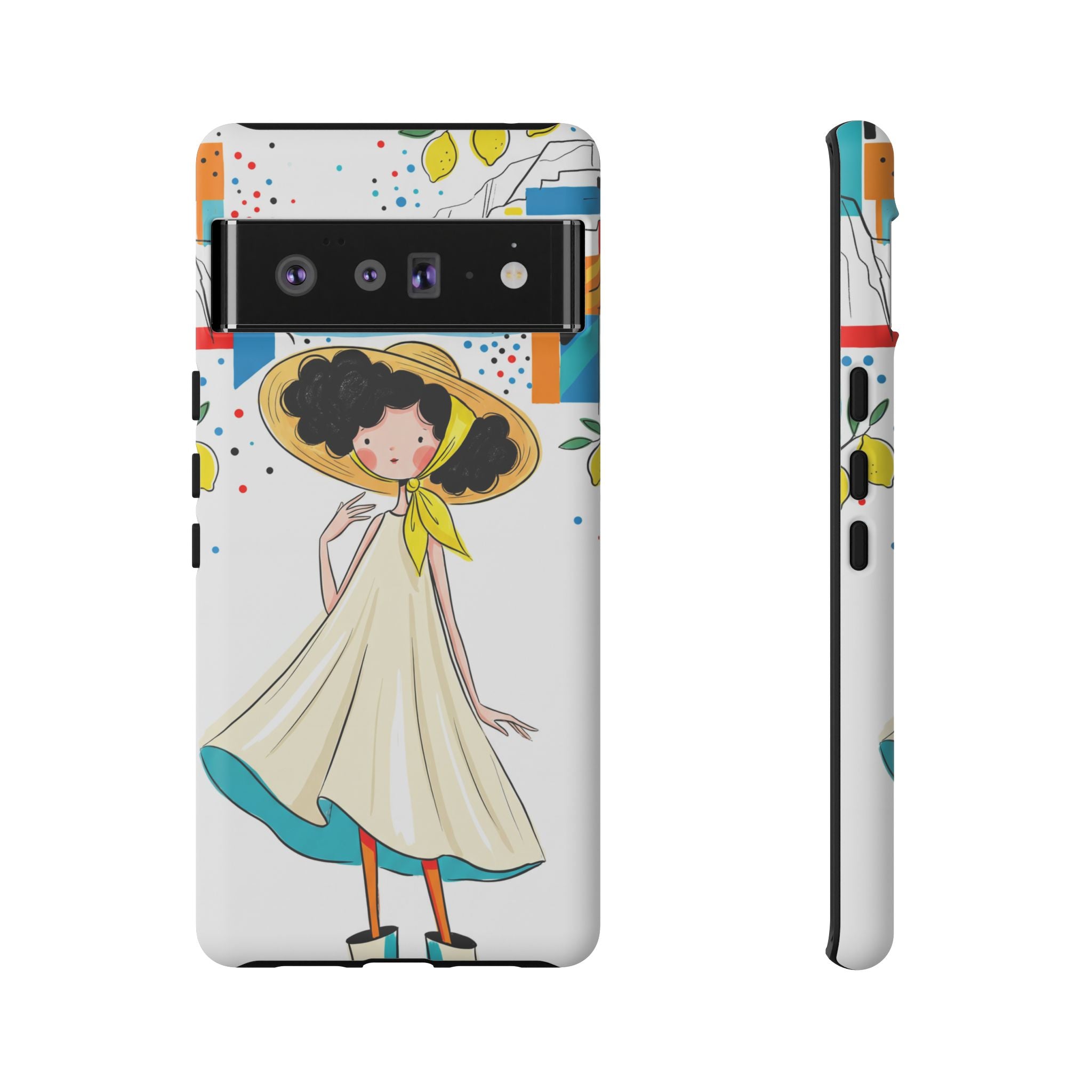 Cute Summer Girl Google Pixel Phone Case | Whimsical Coastal Illustration Protective Case