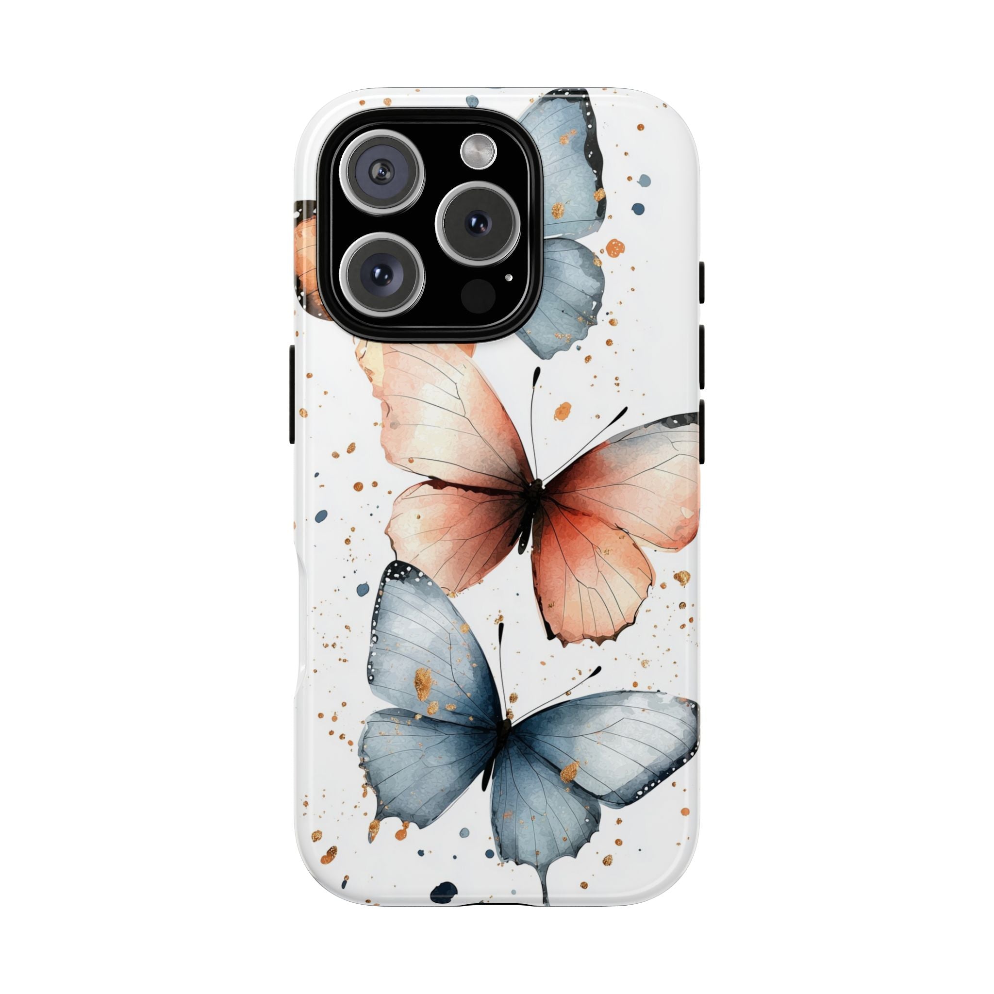 Watercolour Blue & Peach Butterfly Tough iPhone Case