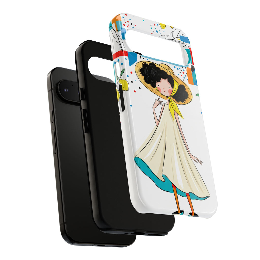 Graziosa custodia per Google Pixel con ragazza estiva | Custodia protettiva con illustrazione costiera stravagante