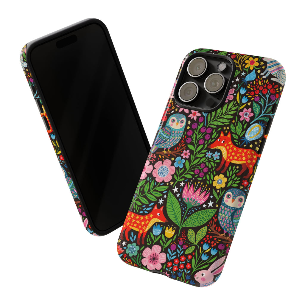 Floral Woodland iPhone Case | Colourful Fox & Owl Protective Cover