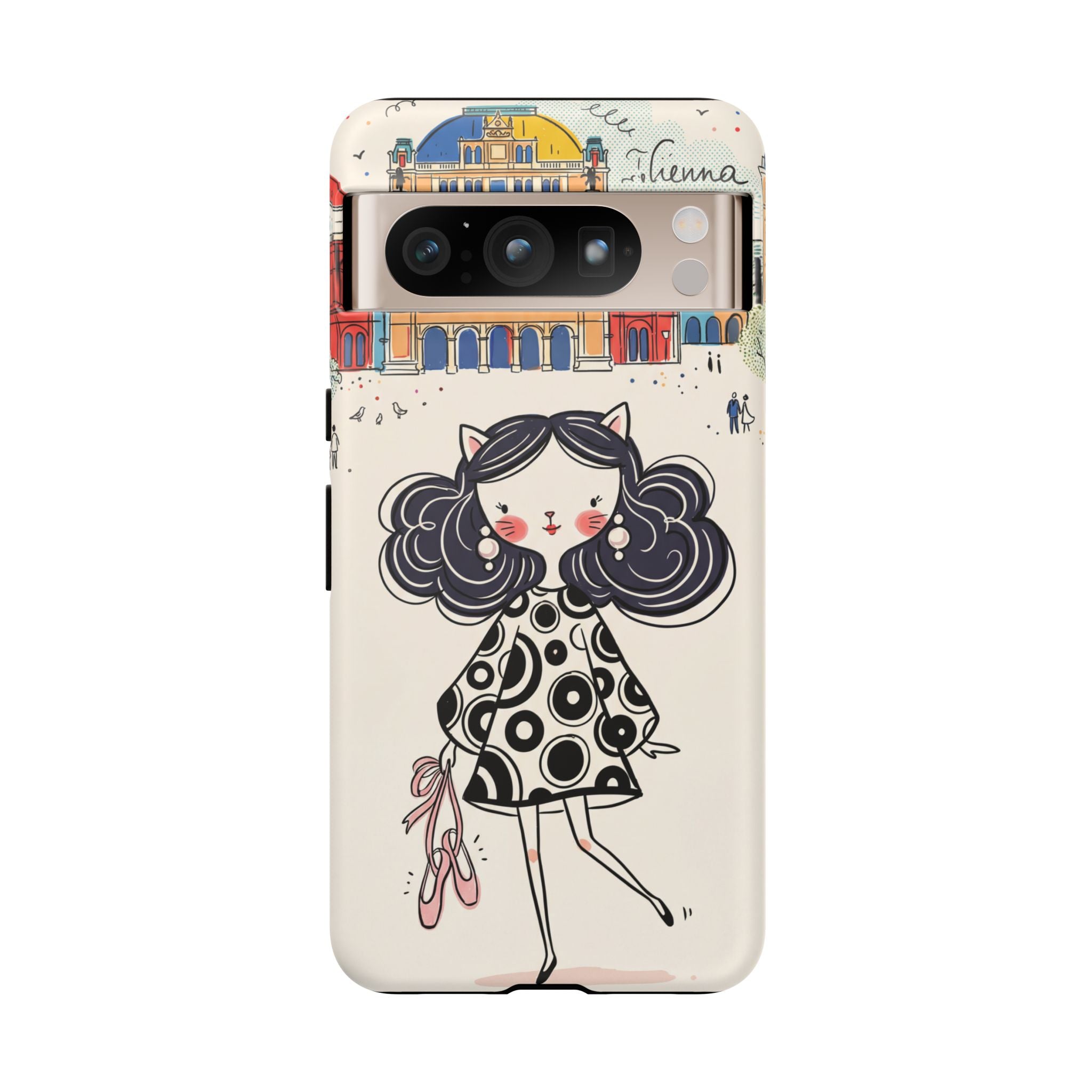 Cute Parisian Cat Girl Google Pixel Phone Case | Ballet Slippers Illustration Tough Case