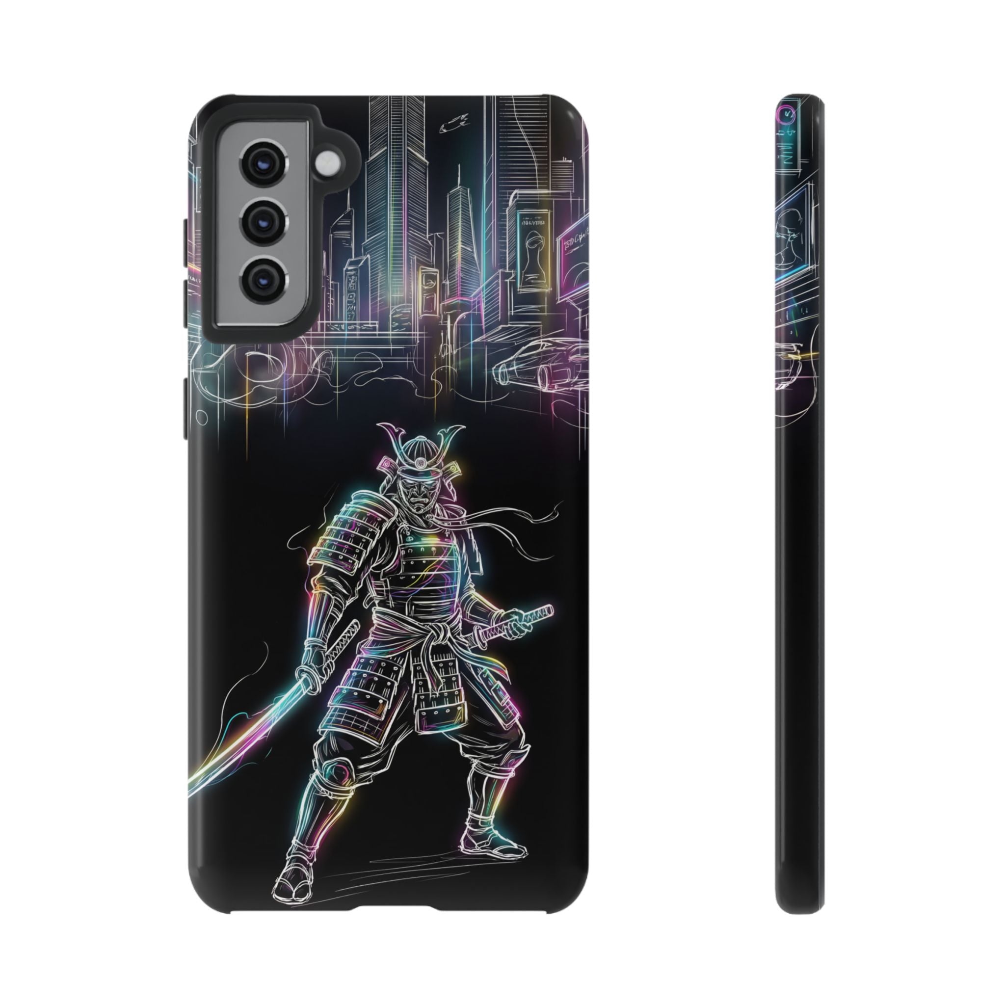 Neon Samurai Samsung Galaxy Phone Case | Cyberpunk City Armor