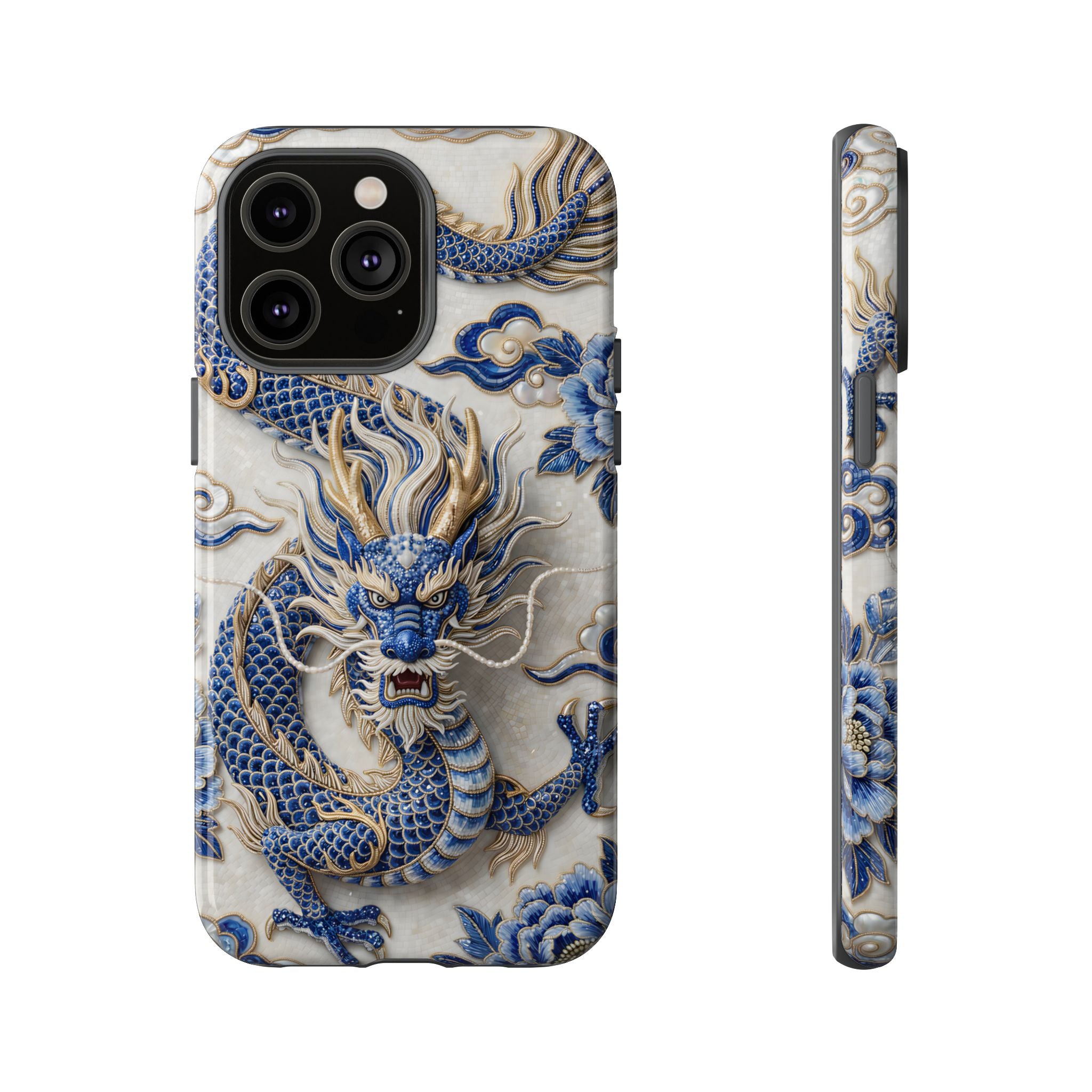 Asian Zodiac Dragon iPhone Case | Blue & White Porcelain Luxury Protective Case | Year of the Dragon Gift