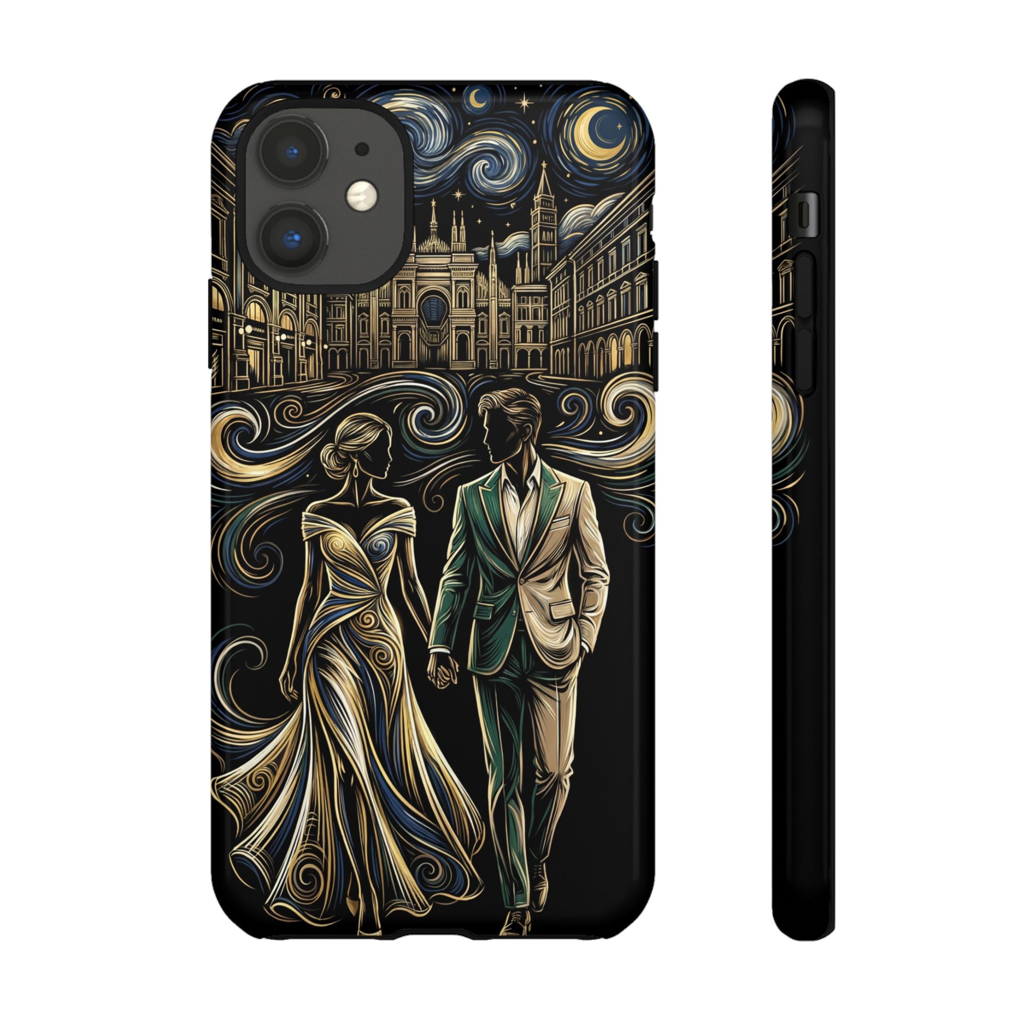 Romantic Night Walk iPhone Case | Elegant Couple Art