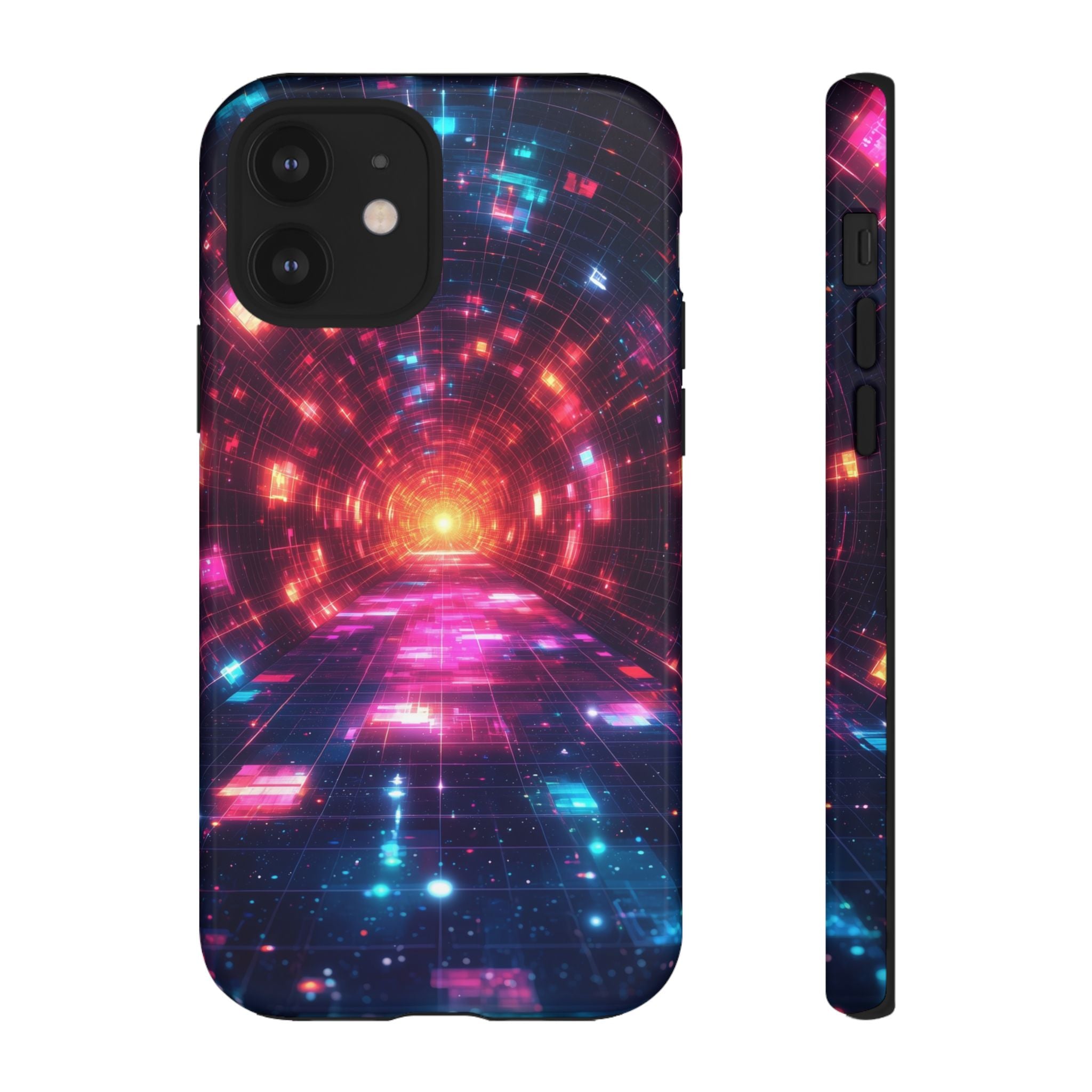 Neon Tunnel Tough iPhone Case — Retro Futuristic Galaxy Design