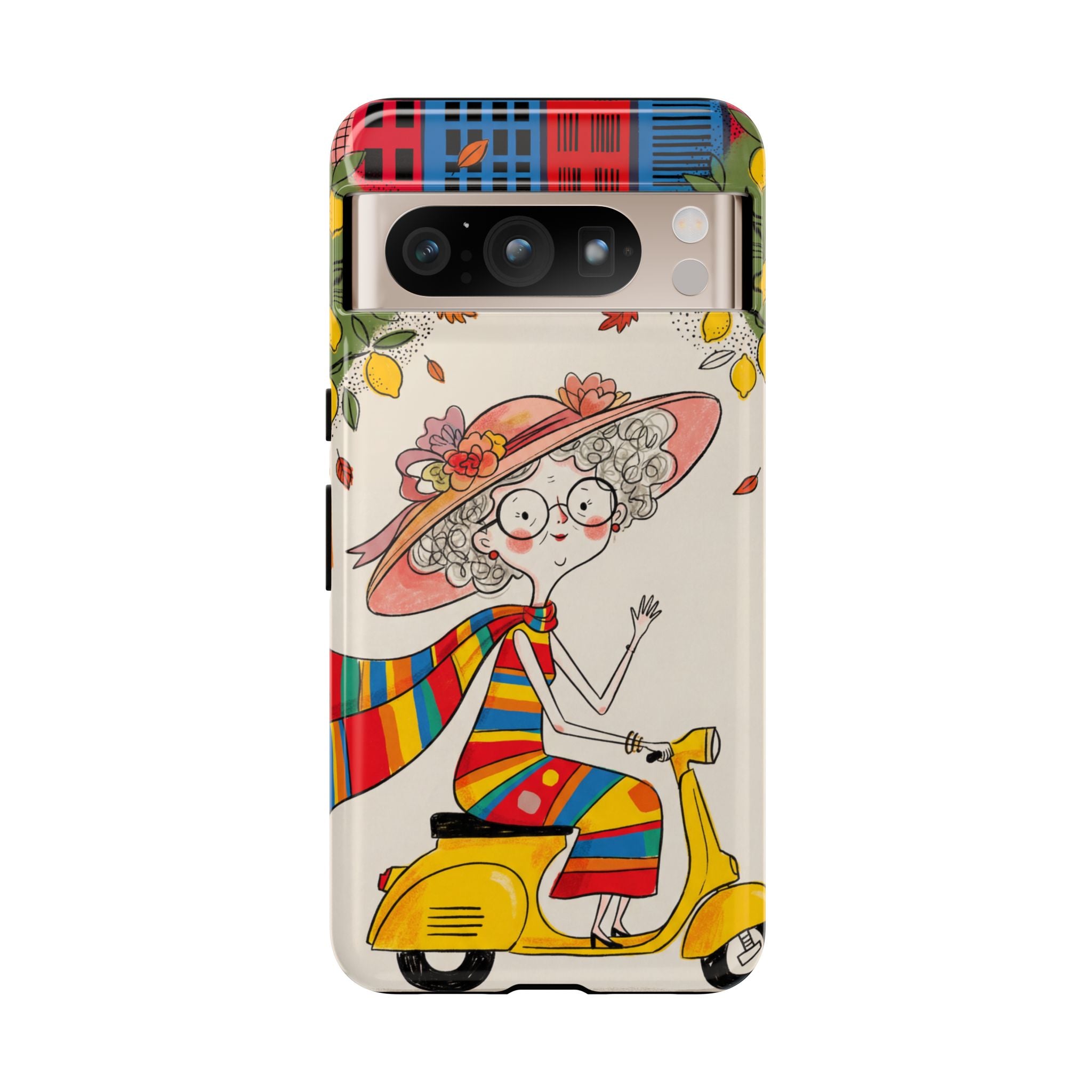 Vintage Scooter Granny Google Pixel Phone Case | Colourful Retro Elderly Lady Design