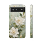 White Floral  Google Pixel Phone Case | Sage Green Botanical Phone Case