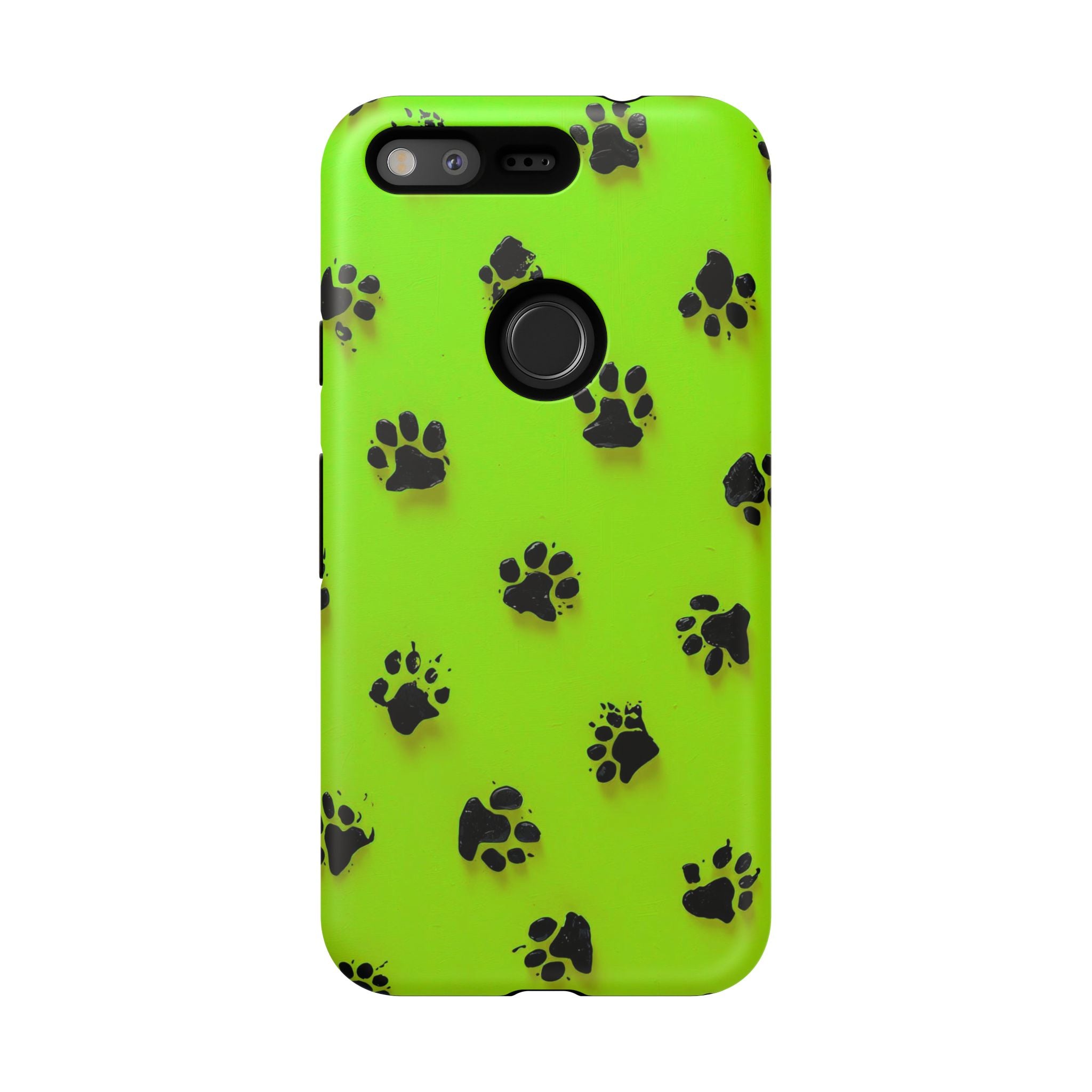 Neon Paw Print Tough Google Pixel Case — Shockproof Pet Lover iPhone Cover