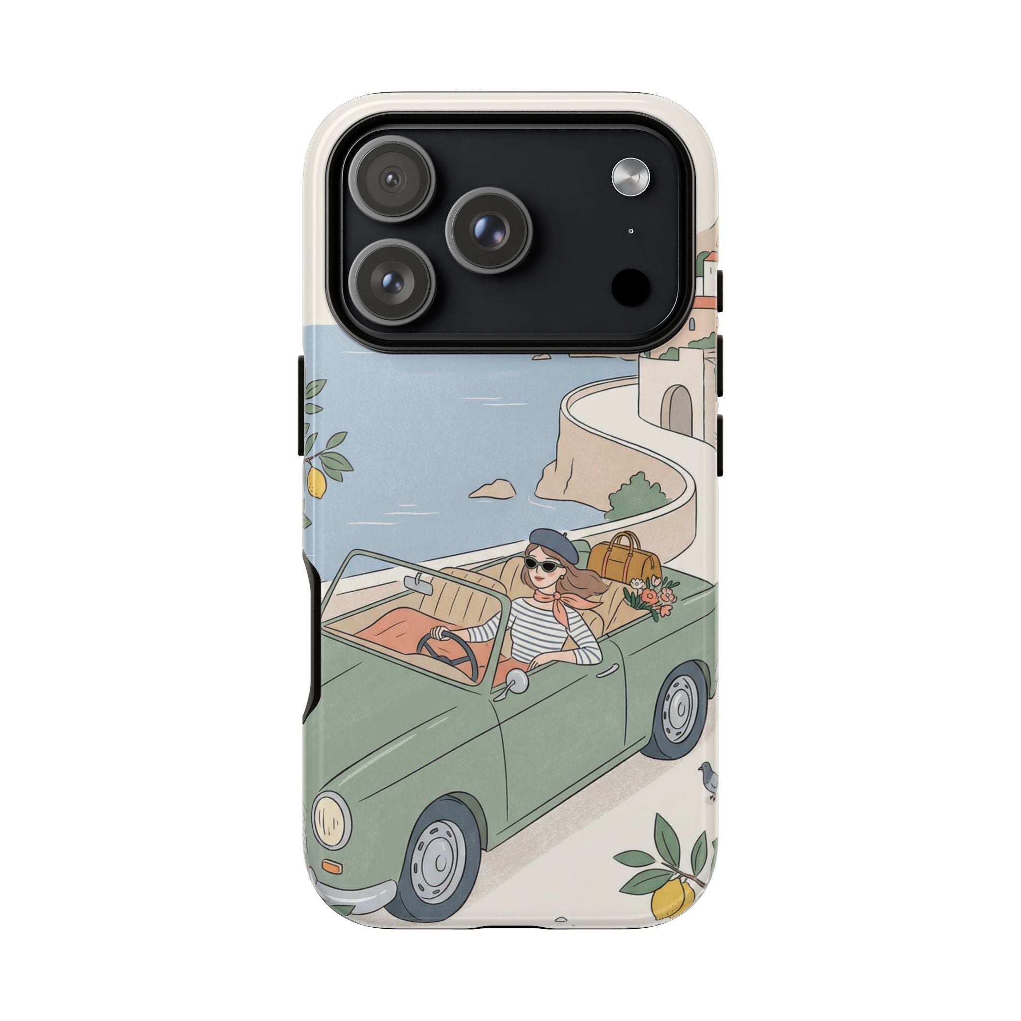 Retro Coastal Road Trip Design iPhone Case