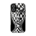 Checkerboard Face Tough Google Pixel Case — Black & White Surreal Art Protective Cover