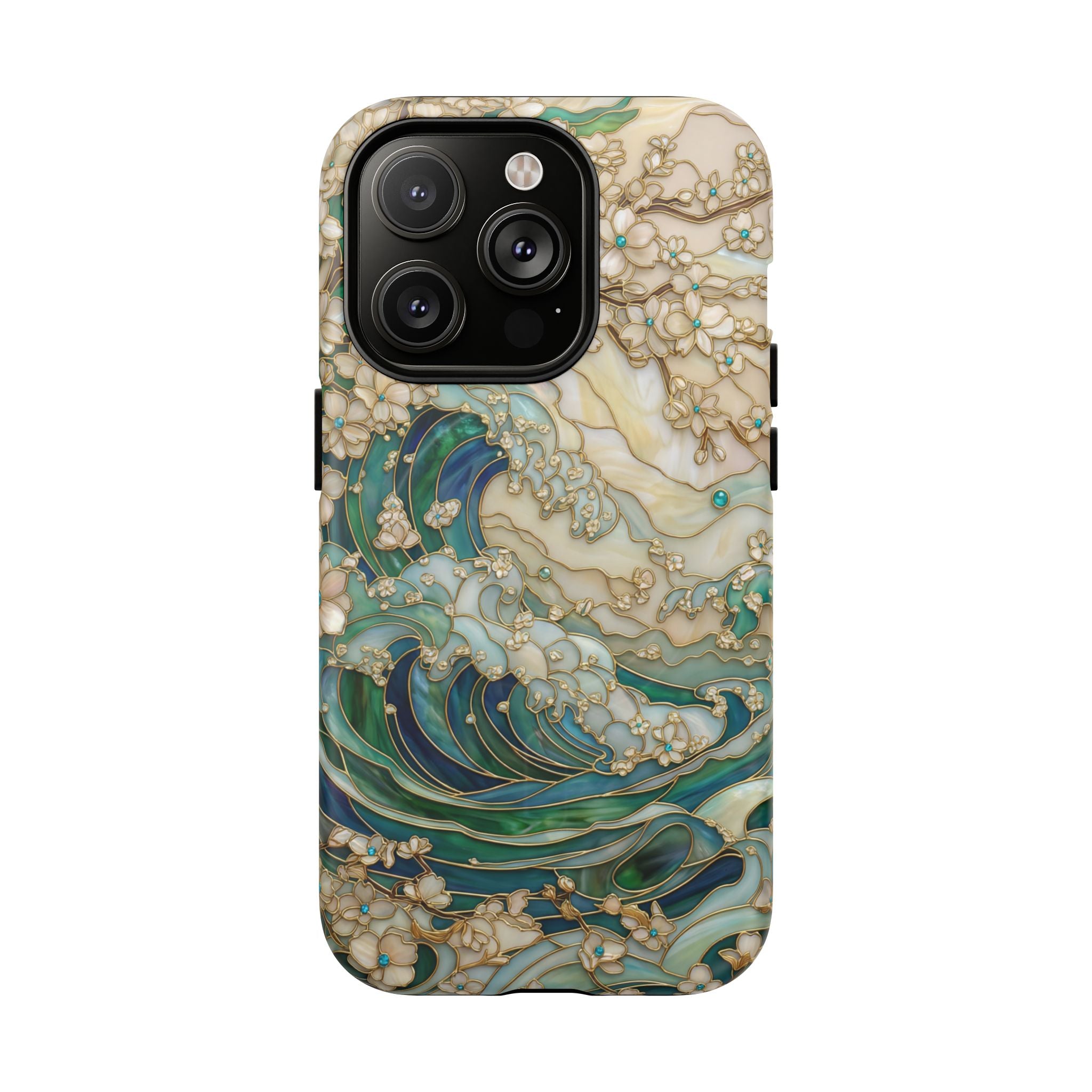 Custodia MagSafe per iPhone Ocean Wave — Custodia resistente con design artistico color acquamarina