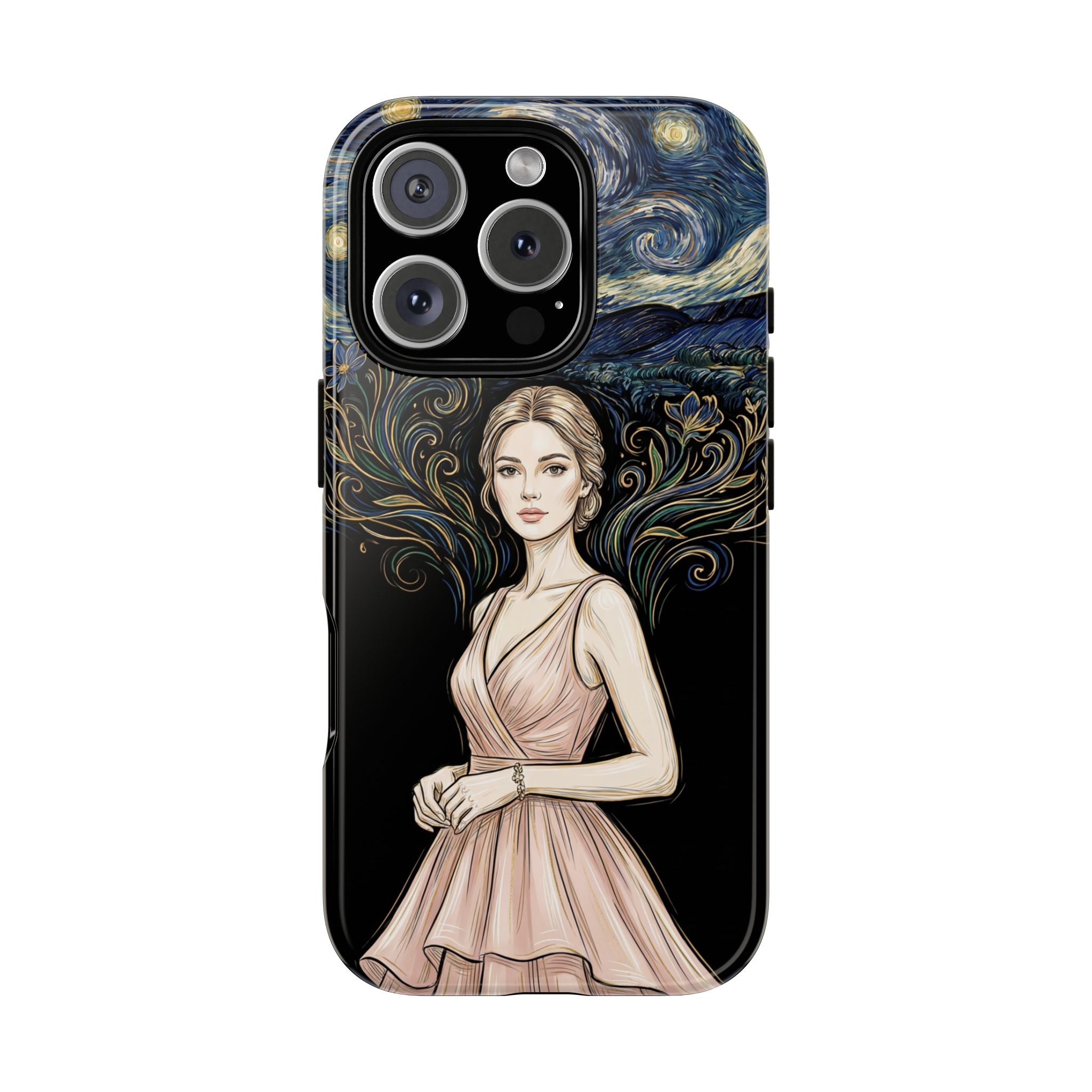 Art Nouveau Starry Night iPhone Case | Elegant Woman Illustration Tough Case