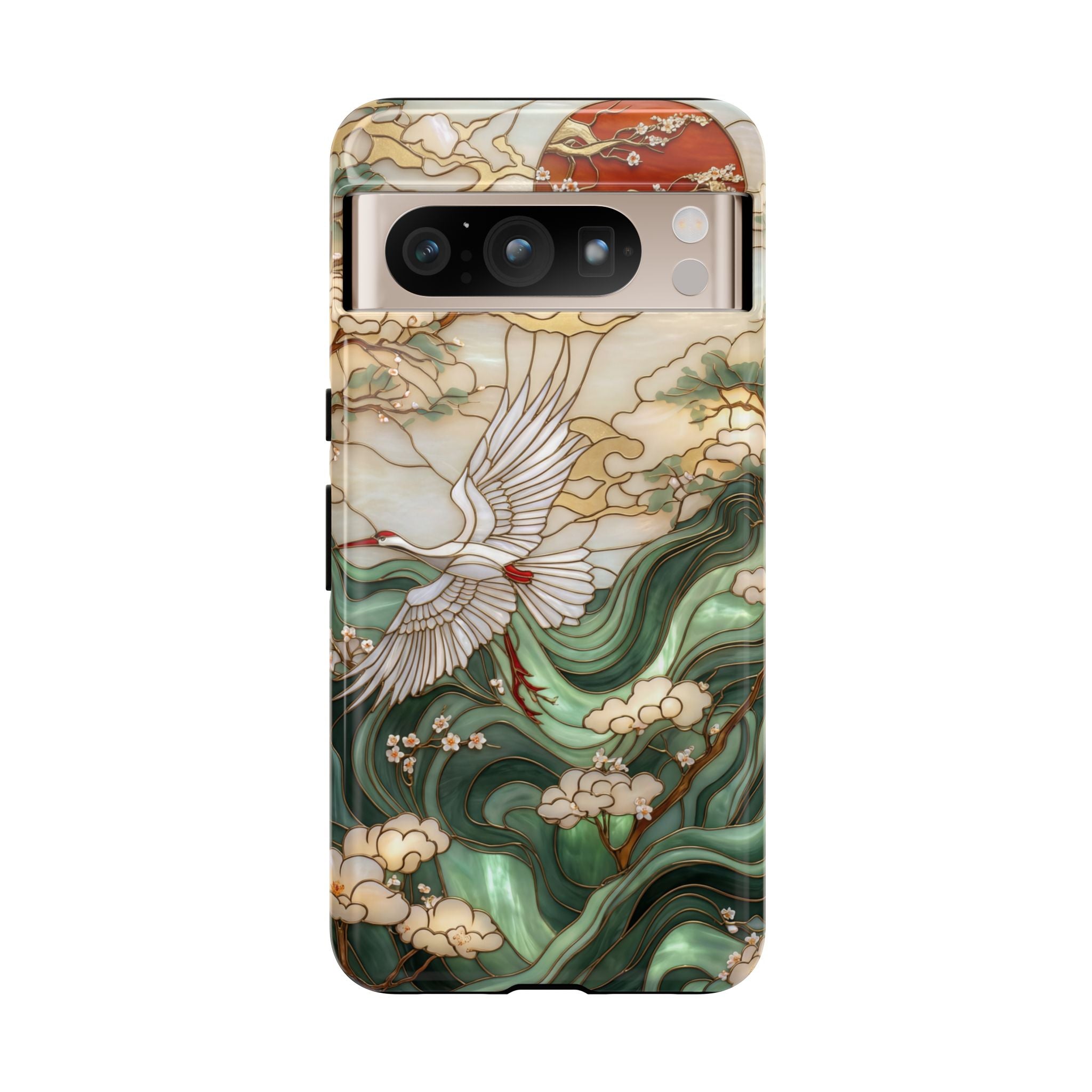 Cranes & Waves Protective Google Pixel Case | Japanese-Inspired Art Phone Cover