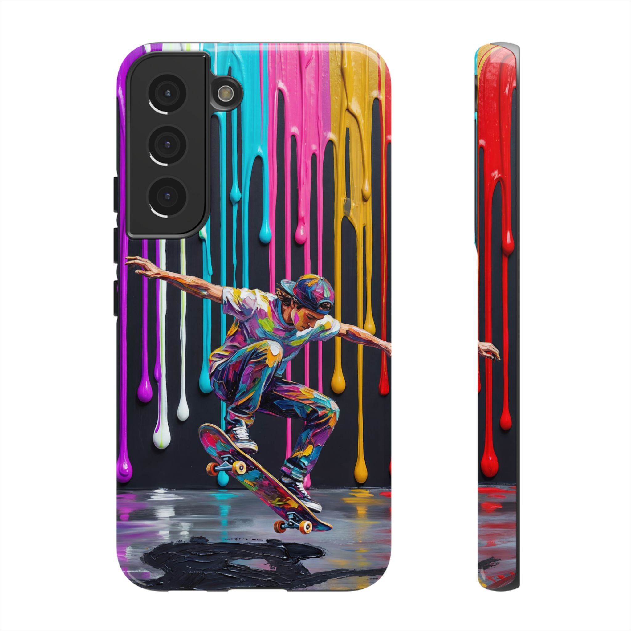 Colourful Drip Art Skateboarder Splash Samsung Galaxy Phone Case