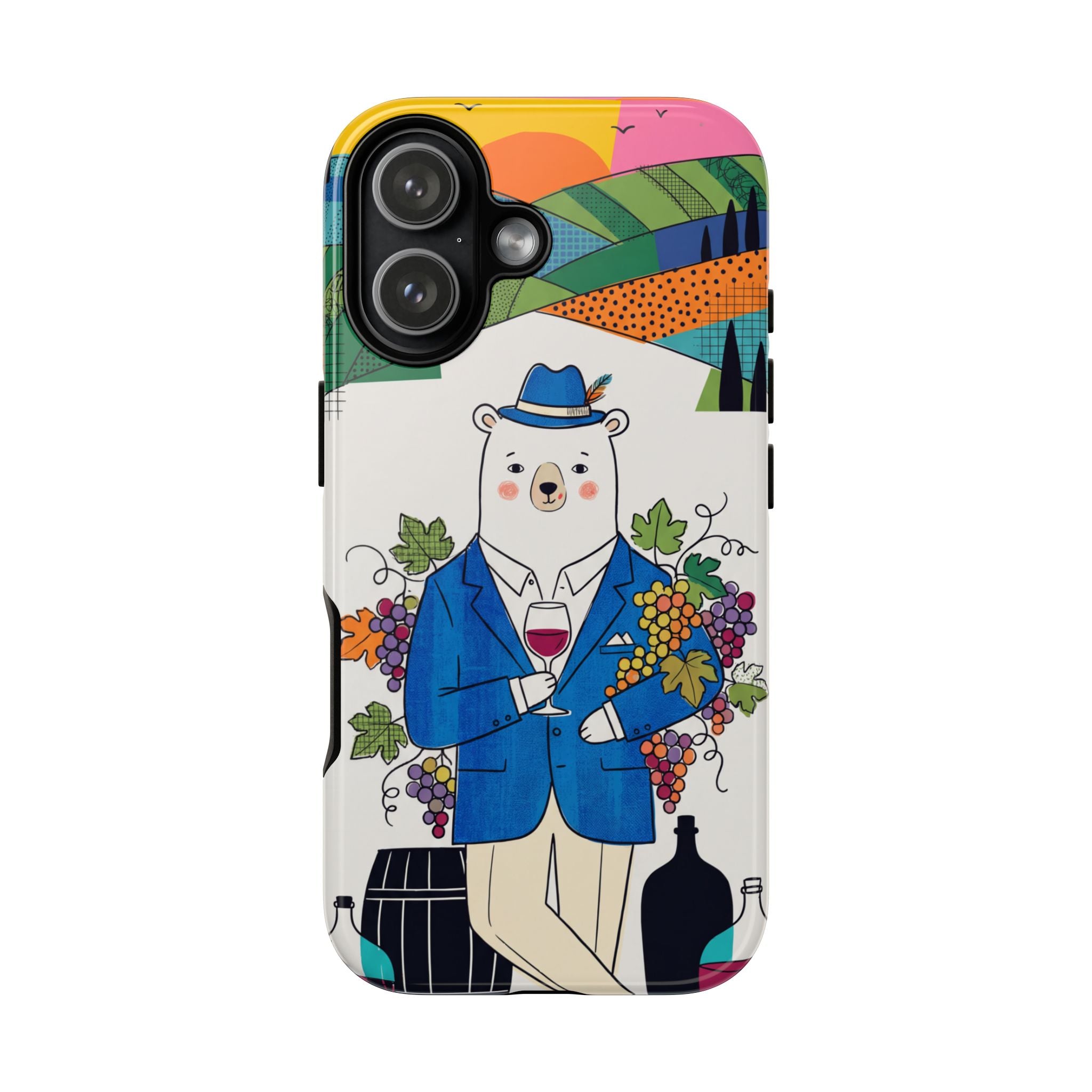Dapper Polar Bear Wine Lover Illustrated Protective iPhone Case