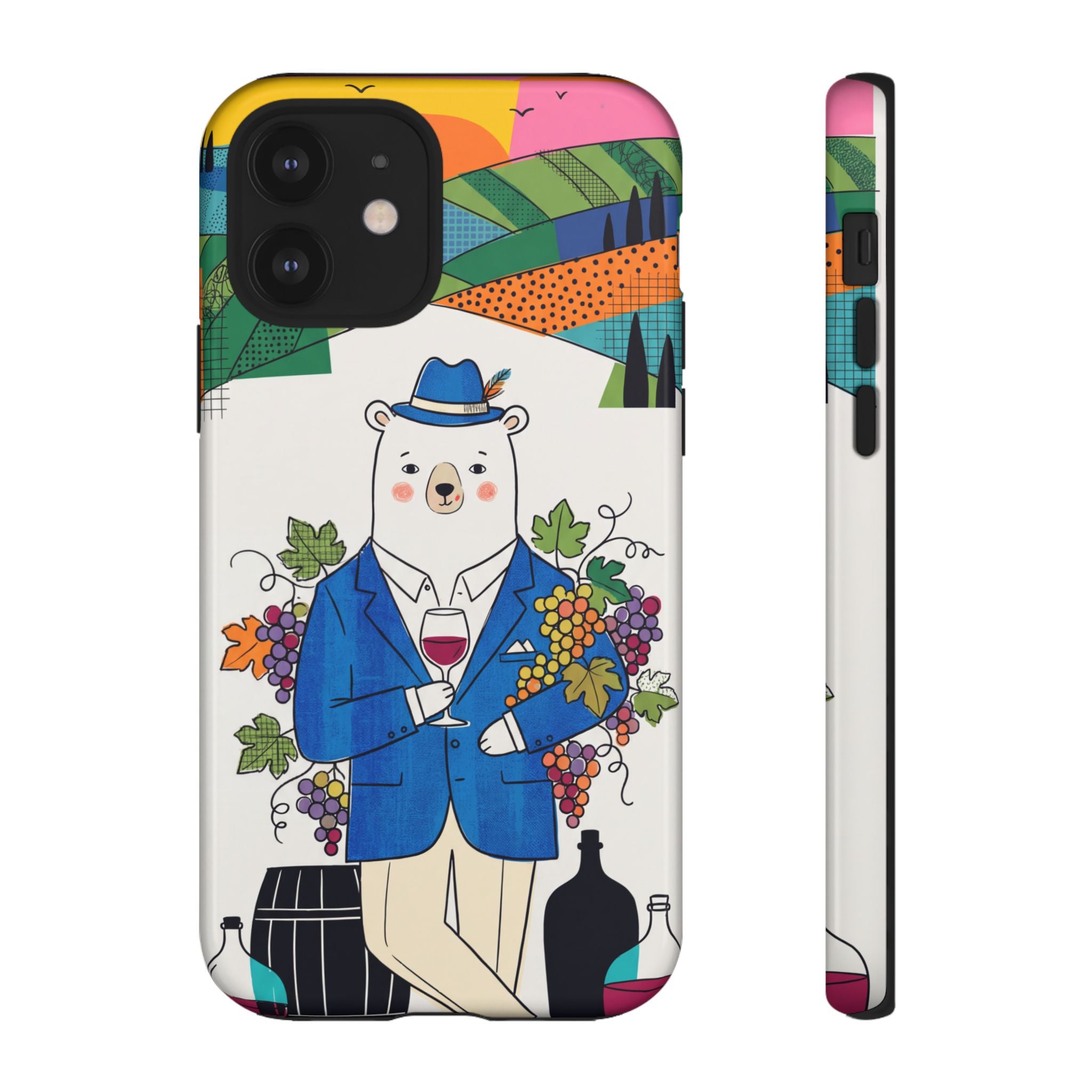 Dapper Polar Bear Wine Lover Illustrated Protective iPhone Case