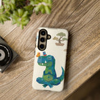 Meditating Dinosaur Samsung Galaxy Phone Case | Cute T-Rex with Butterflies and Bonsai