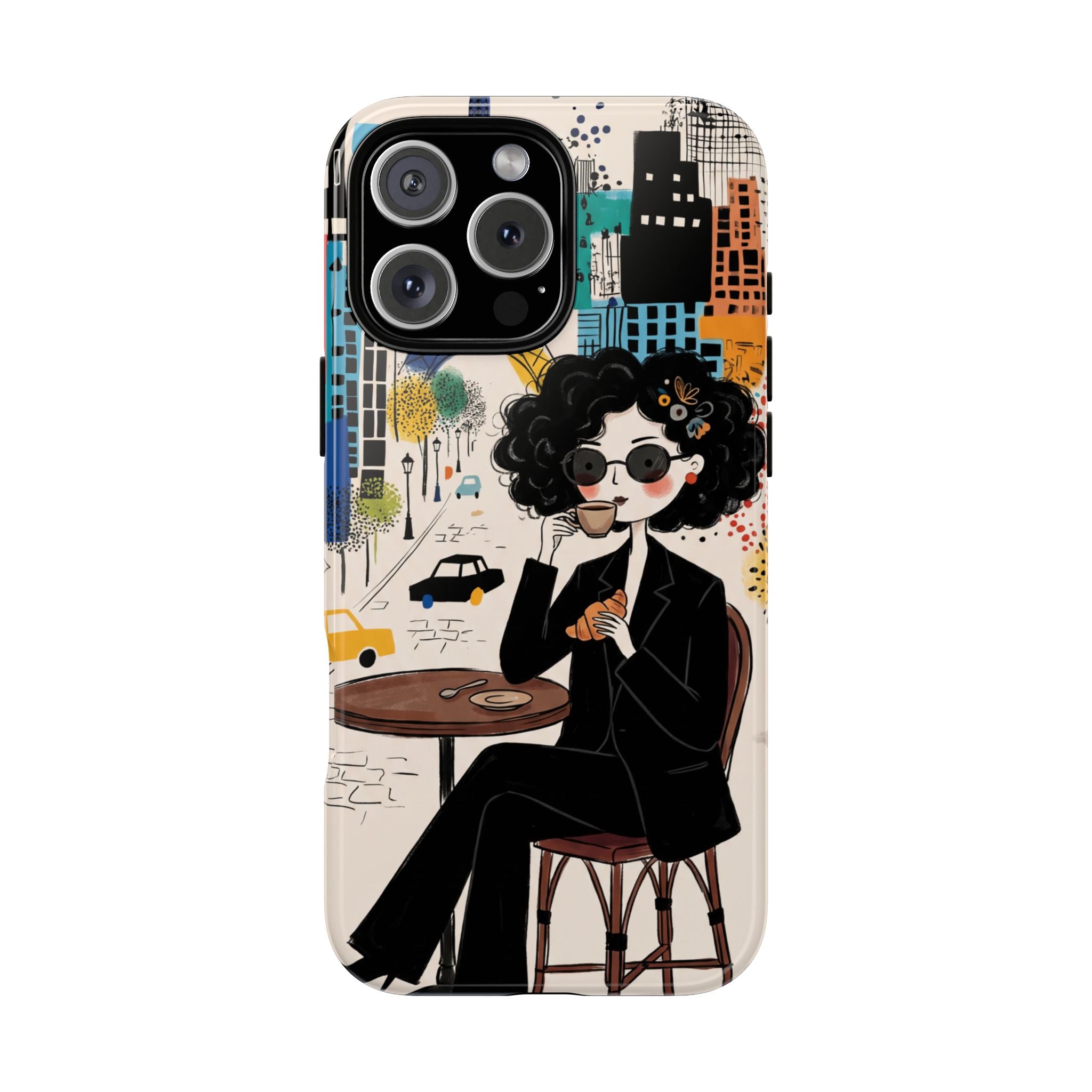 Paris Cafe Chic iPhone Case | Stylish Woman Illustration iPhone Cover