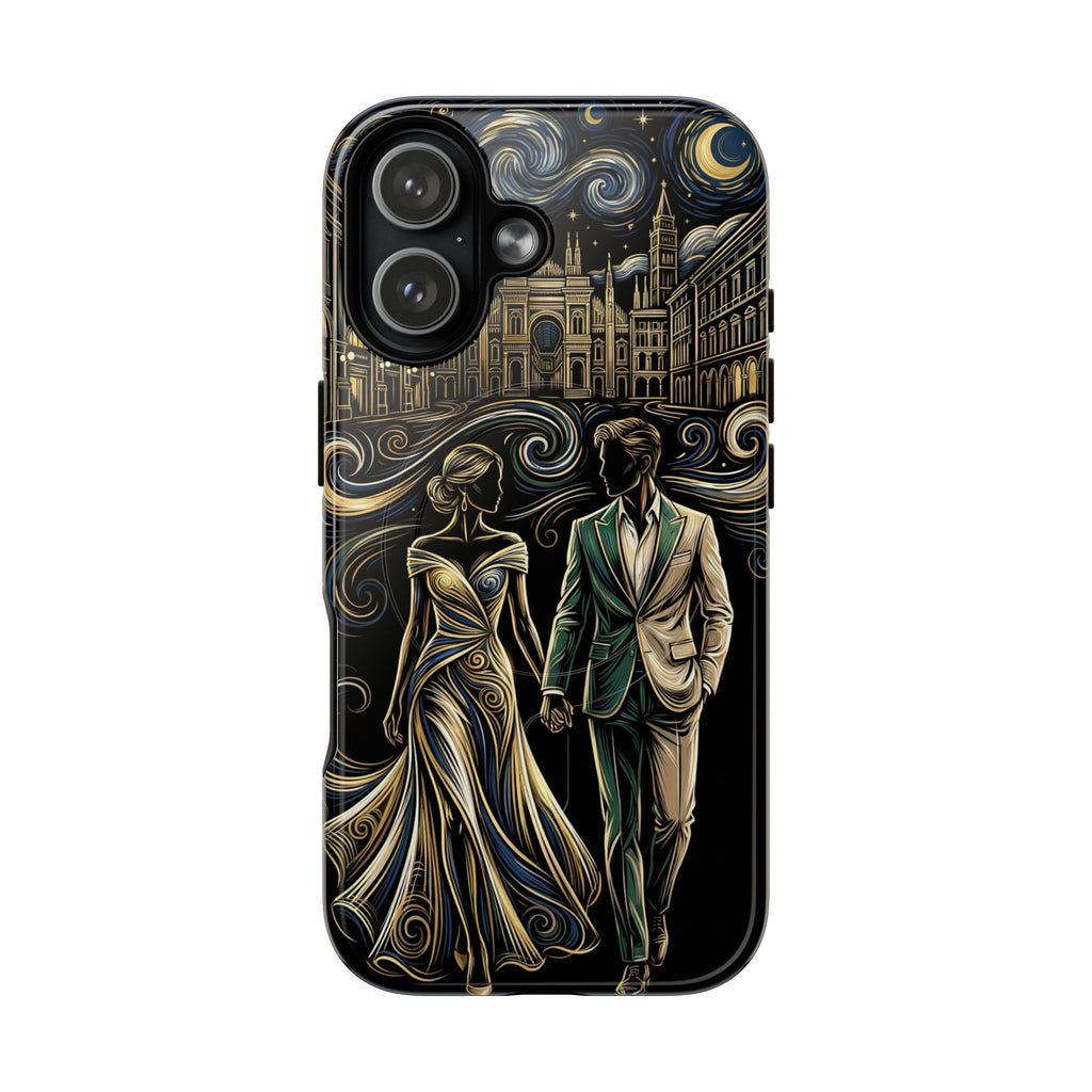 Romantic Night Walk MagSafe iPhone Case | Elegant Couple Art