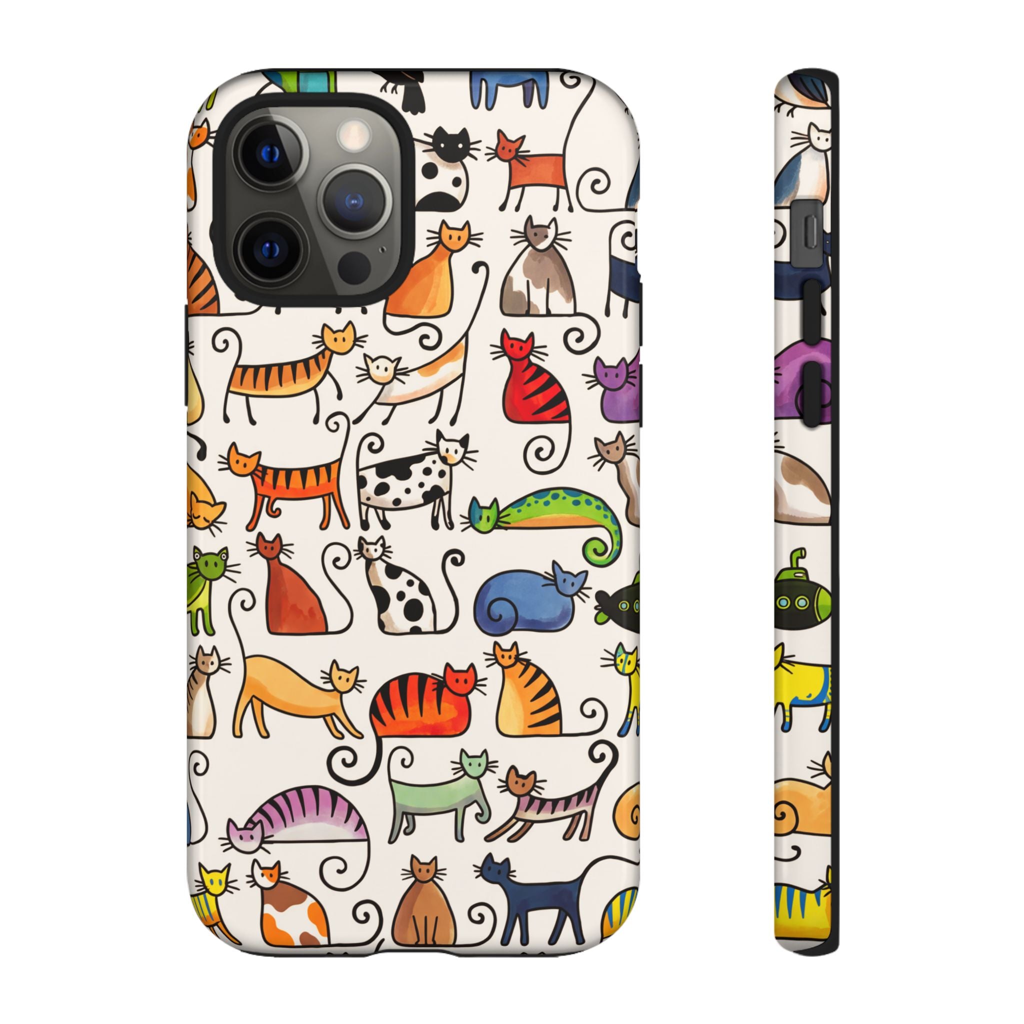 Cat Pattern Tough iPhone Case | Colourful Cartoon Cats