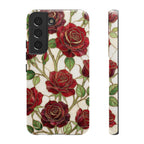 Custodia resistente per Samsung Galaxy con motivo floreale vintage a rosa rossa