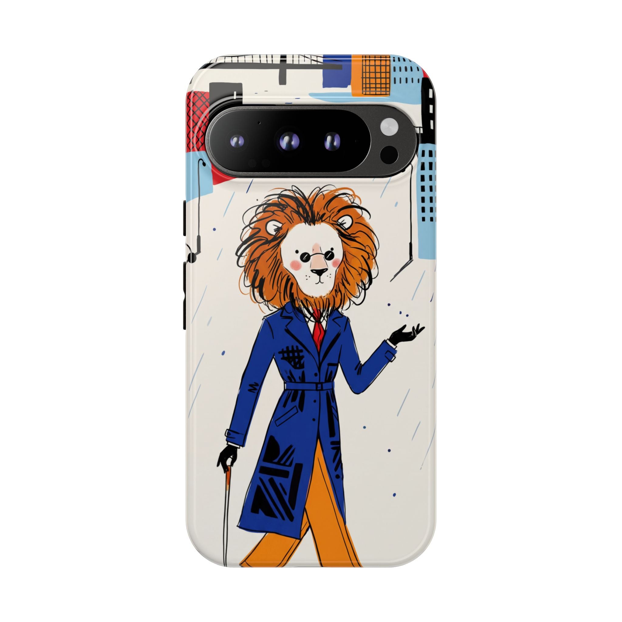 Lion Gentleman Google Pixel Phone Case | Dapper Lion in City Rain
