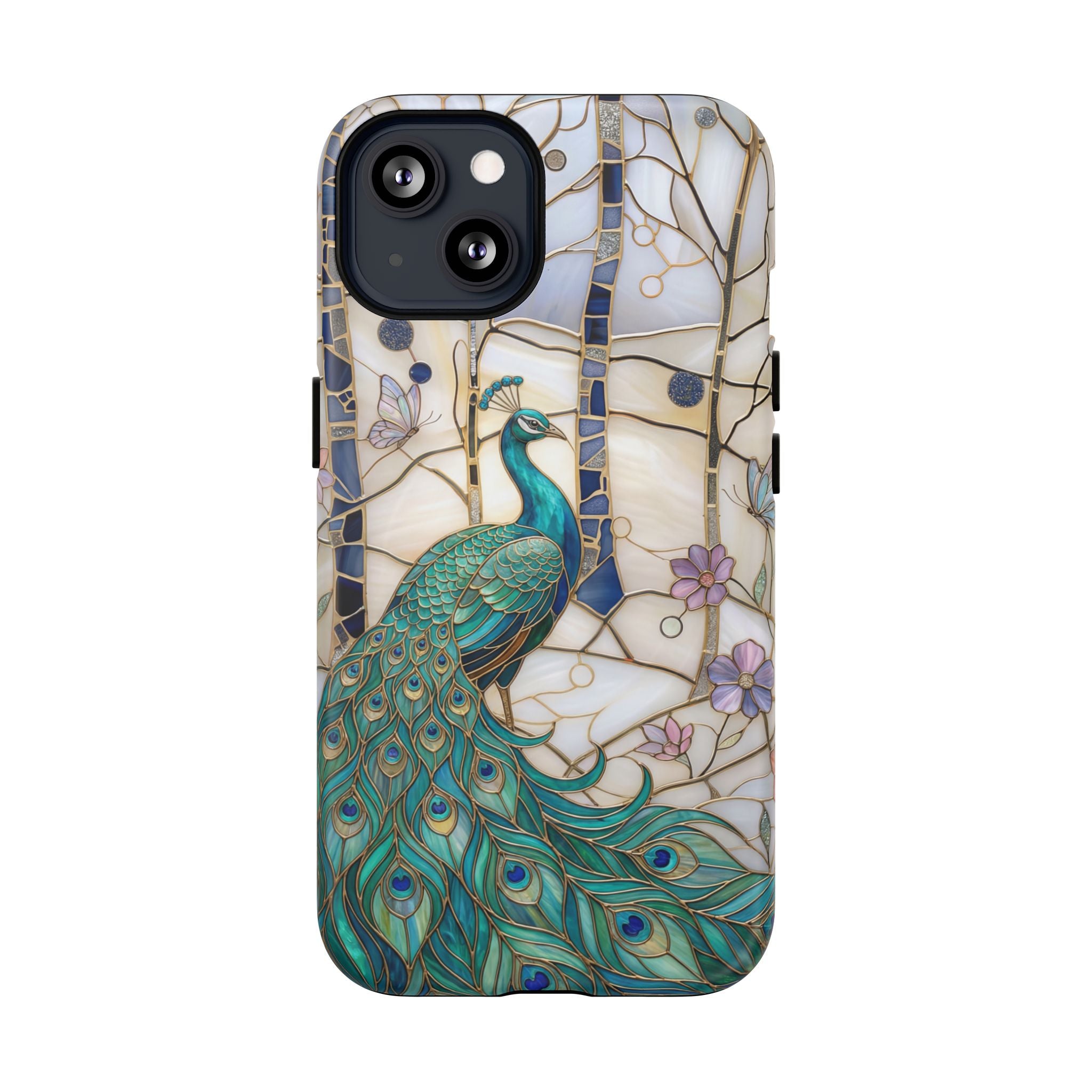 Peacock Stained Glass Tough MagSafe Phone Case