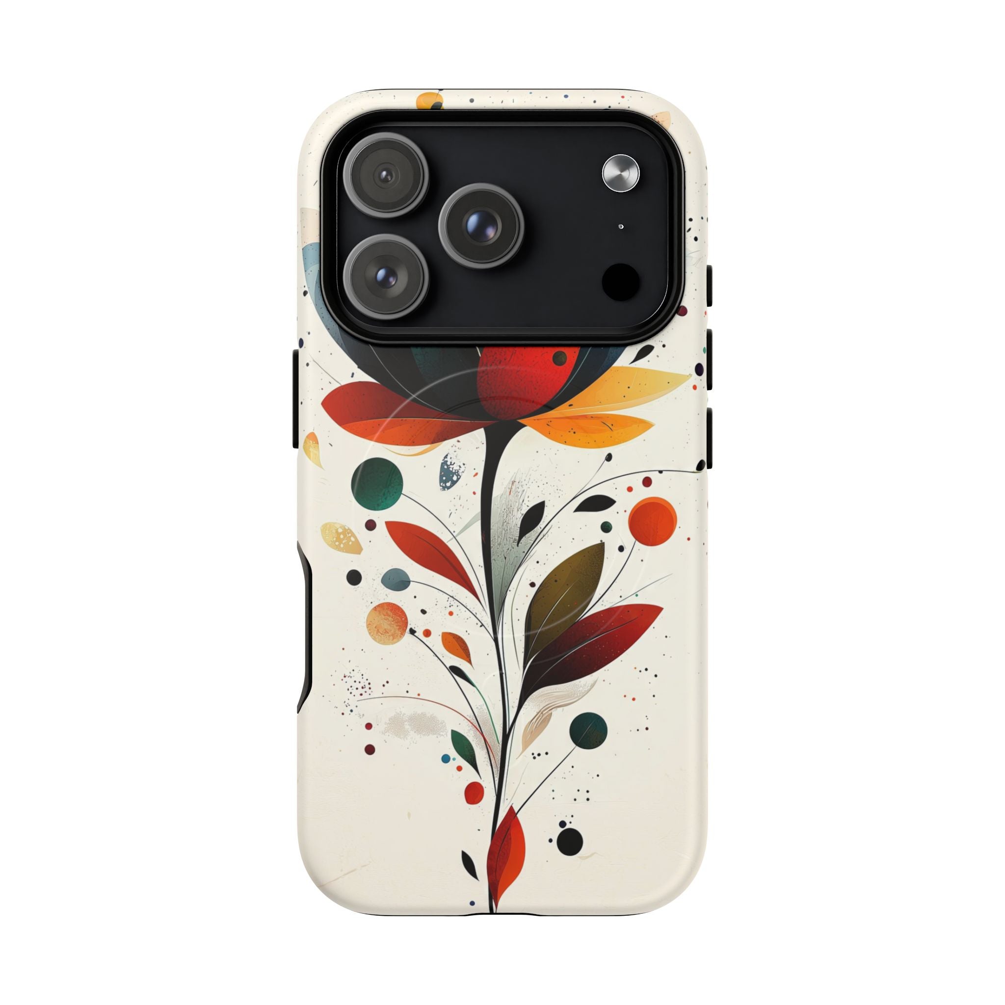 Custodia MagSafe resistente per iPhone con motivo astratto floreale | Arte del loto colorato