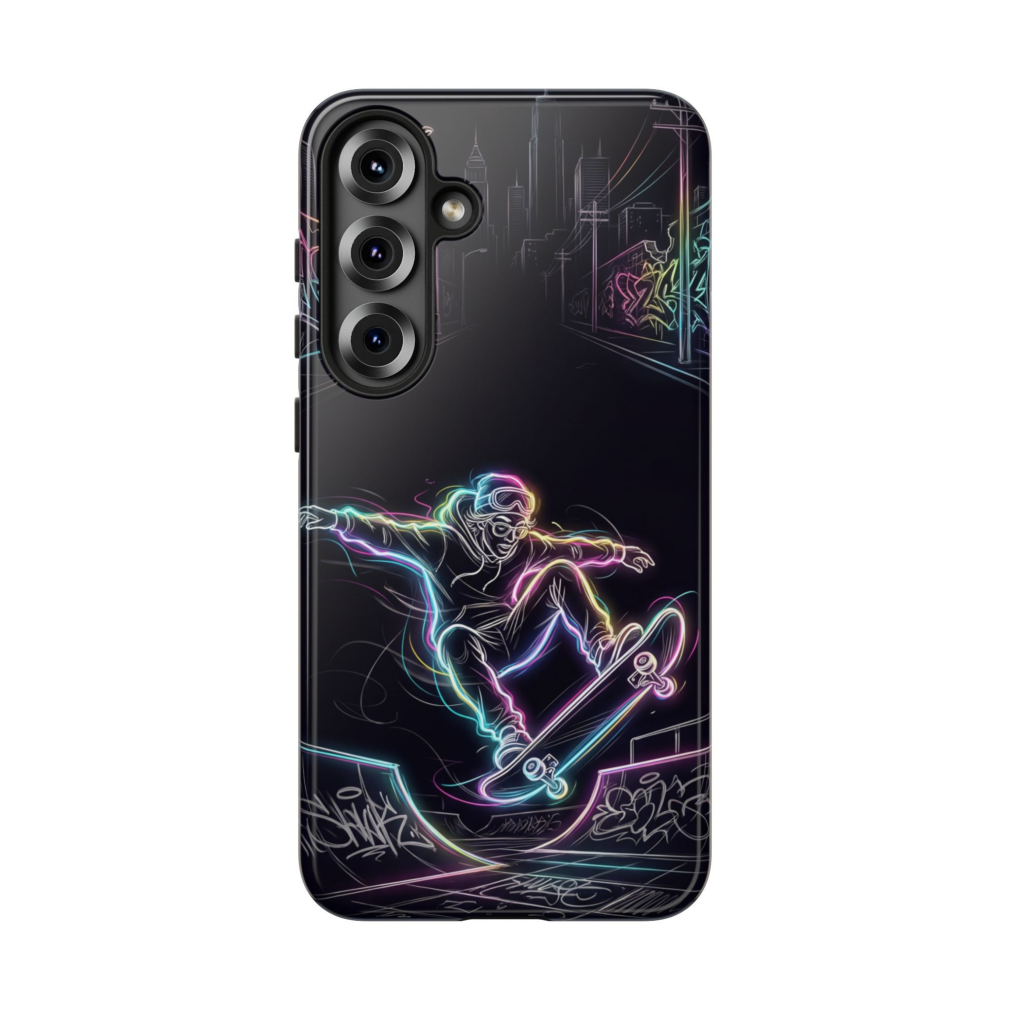 Neon Skateboard Samsung Galaxy Phone Case | Glow Skatepark Protective Cover