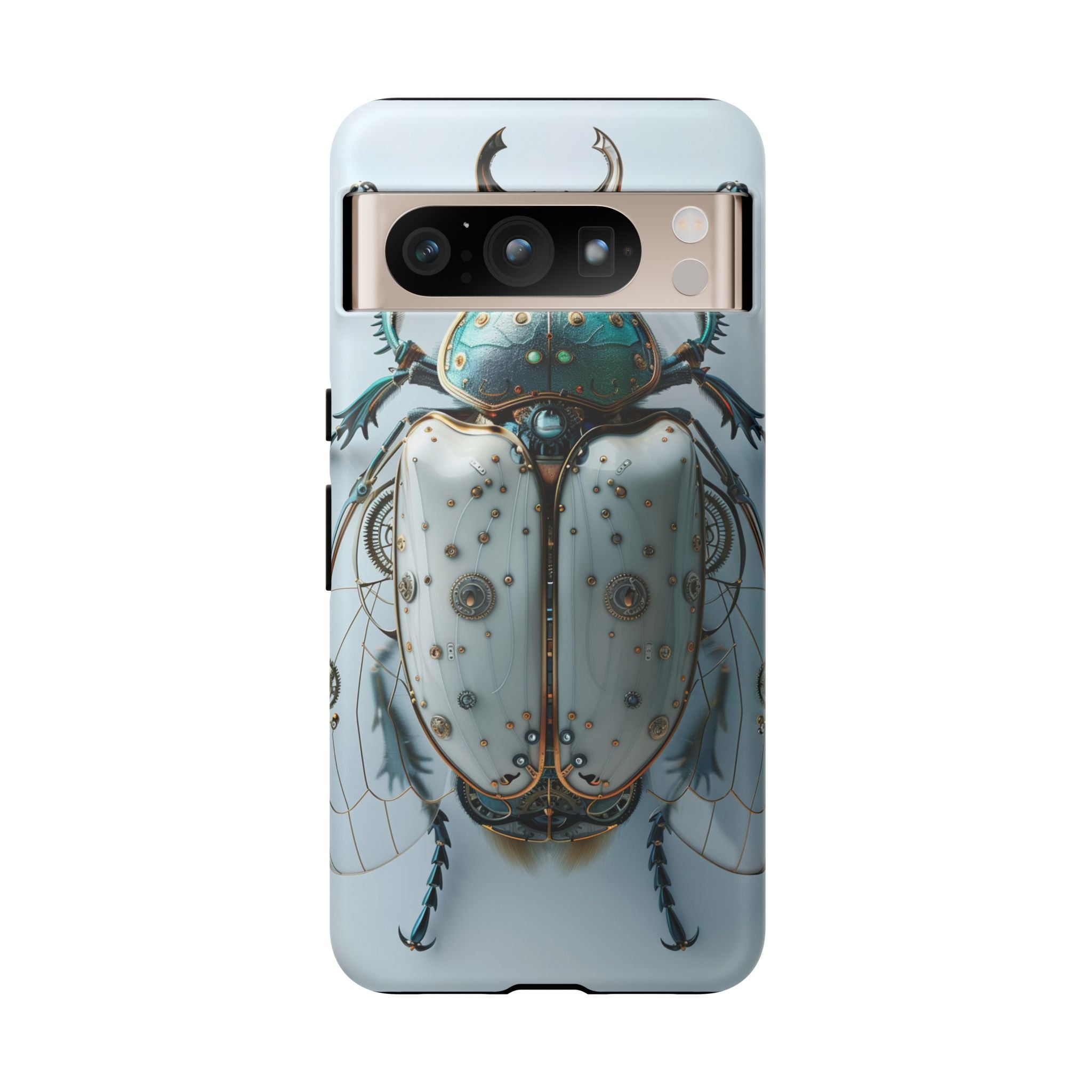 Steampunk White Beetle Protective Tough Google Pixel Case
