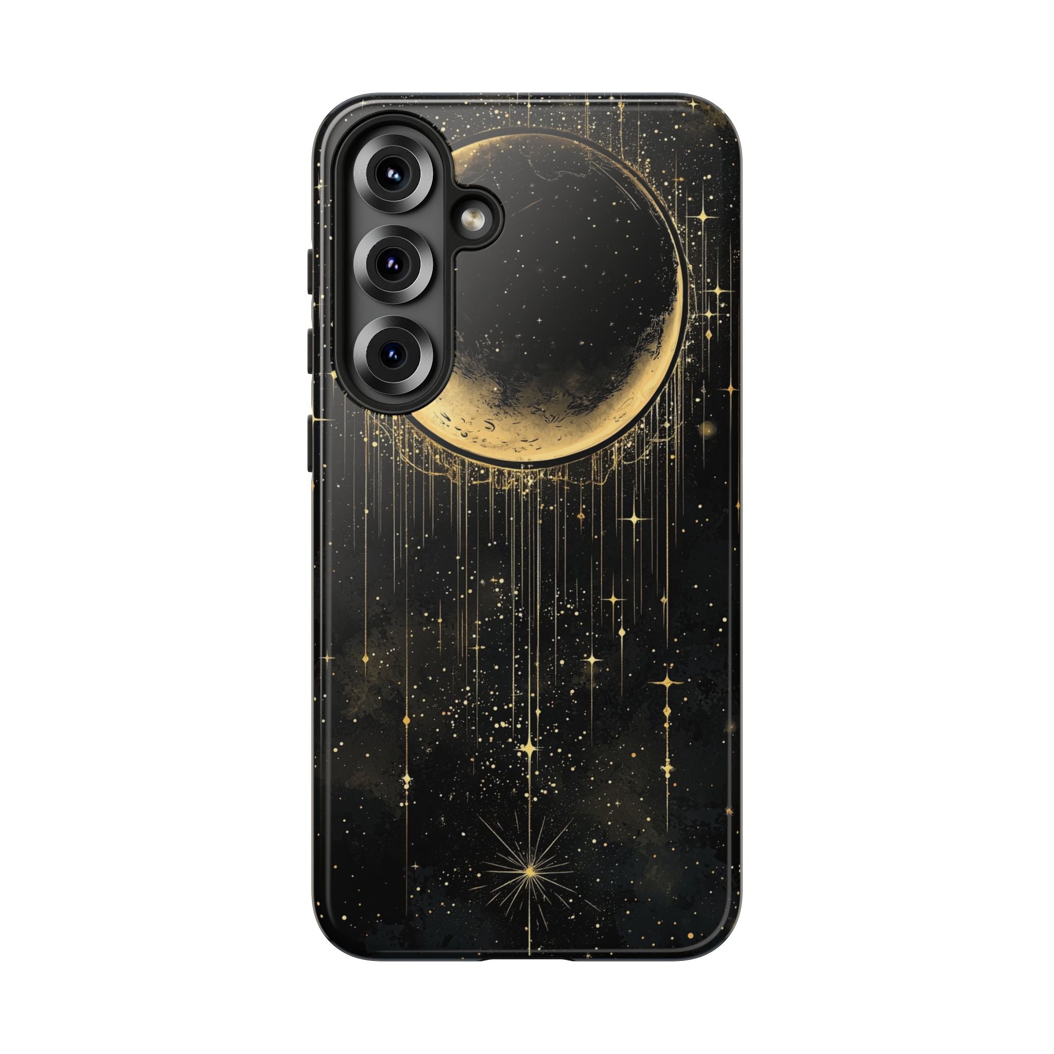 Moonlit Crescent Tough Samsung Galaxy Case | Gold Stars Night Sky