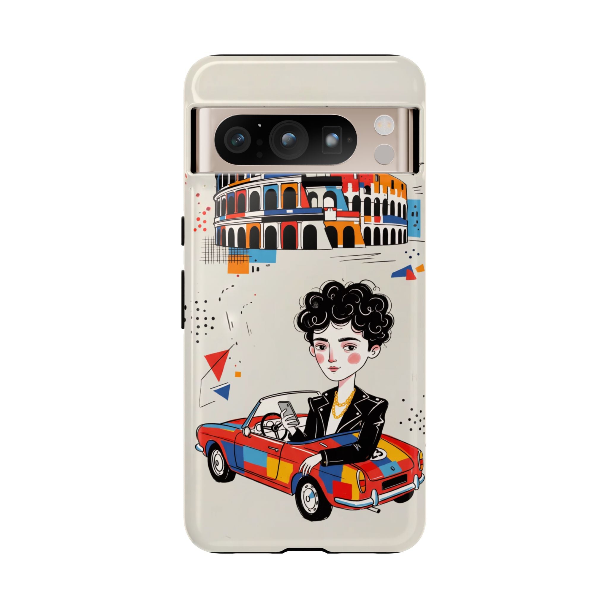 Retro Mille Miglia Car Illustration with Driver Google Pixel Phone Case