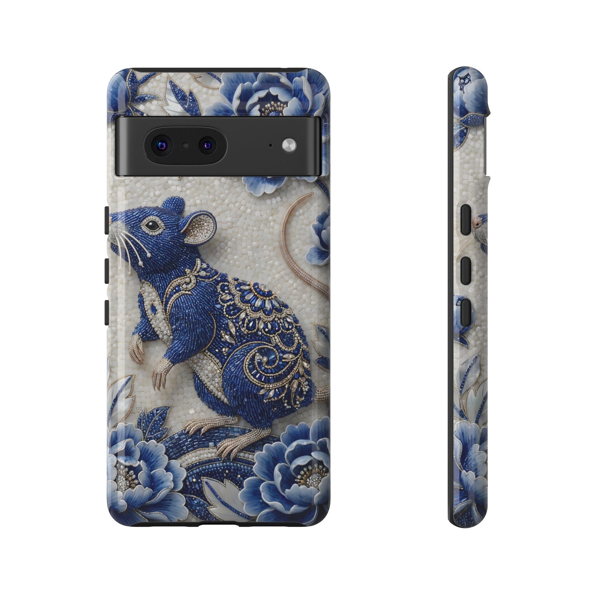 Asian Zodiac Rat Google Pixel Phone Case | Blue & White Porcelain Art Slim Protective iPhone Case | Year of the Rat Gift