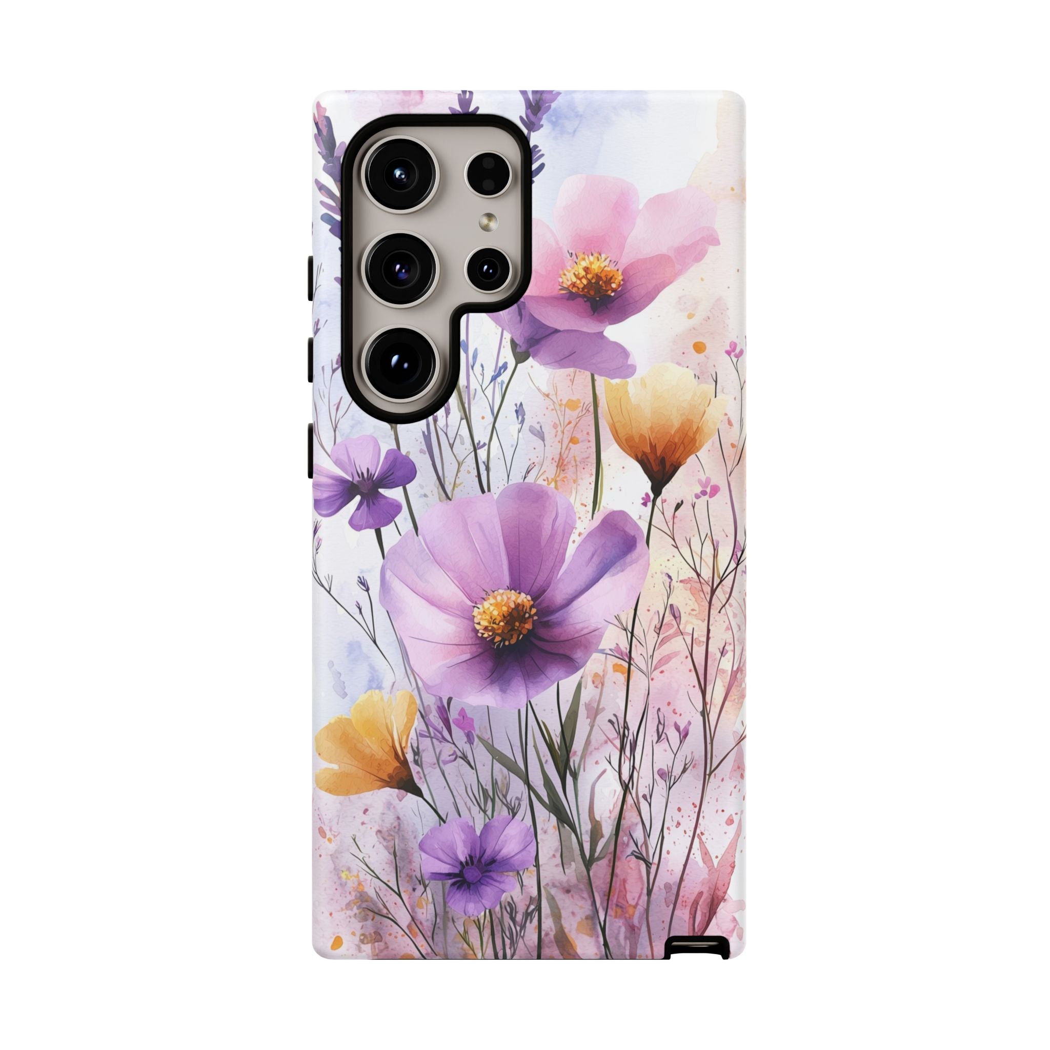 Floral Watercolour Tough Samsung Galaxy Case | Purple & Yellow Wildflowers