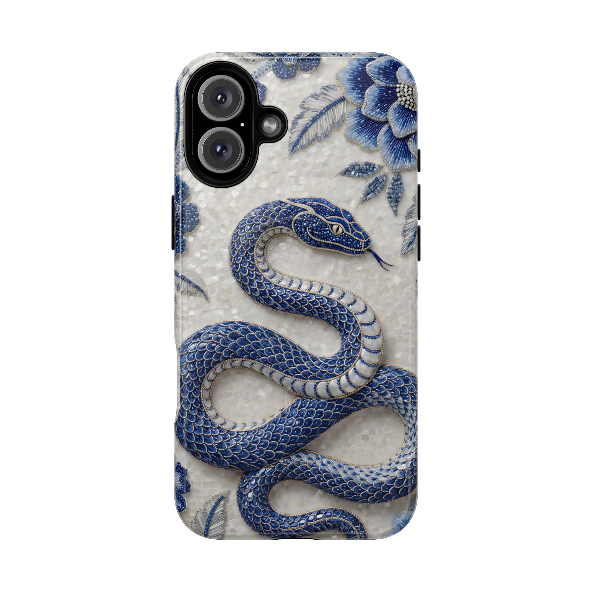 Asian Zodiac Snake MagSafe iPhone Case | Blue & White Porcelain Slim Shockproof Case | Year of the Snake