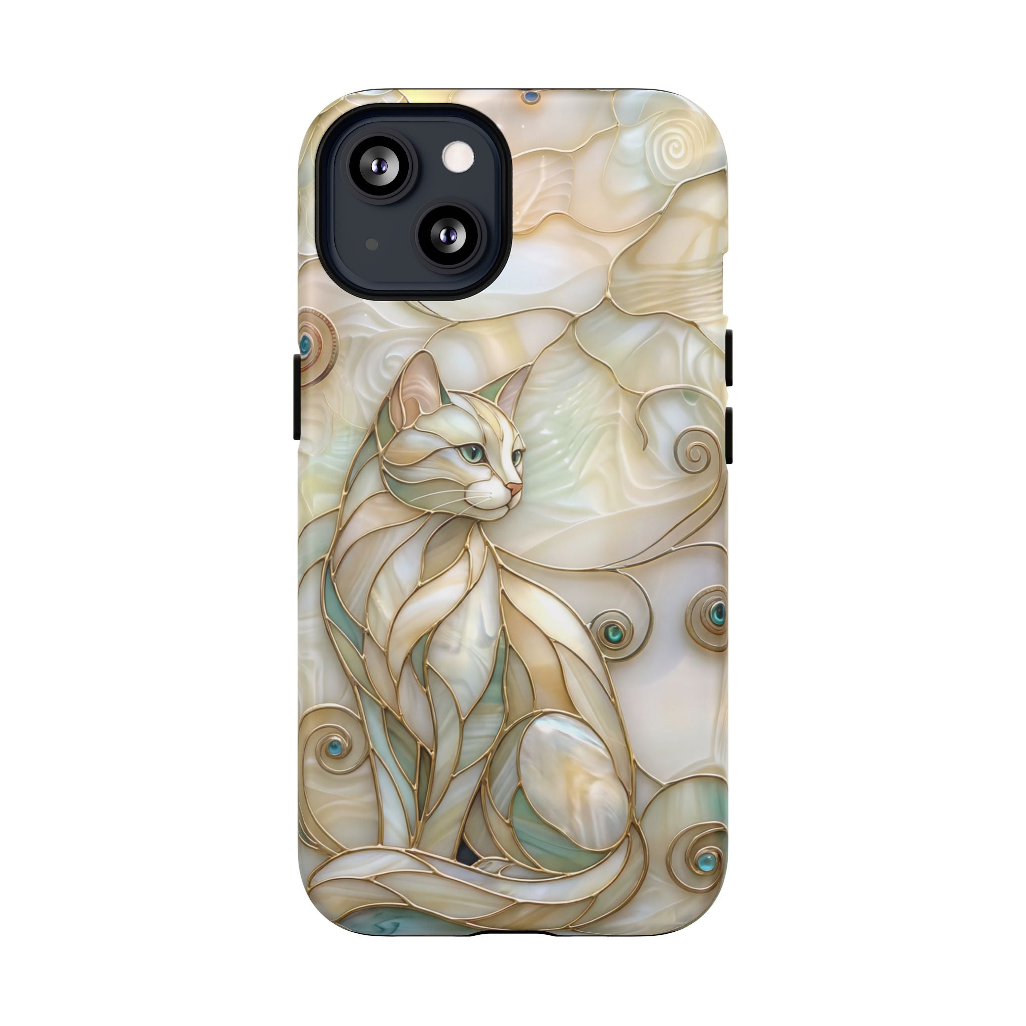 Art Nouveau Cat Phone Case | Elegant Stained-Glass Style Tough MagSafe Case