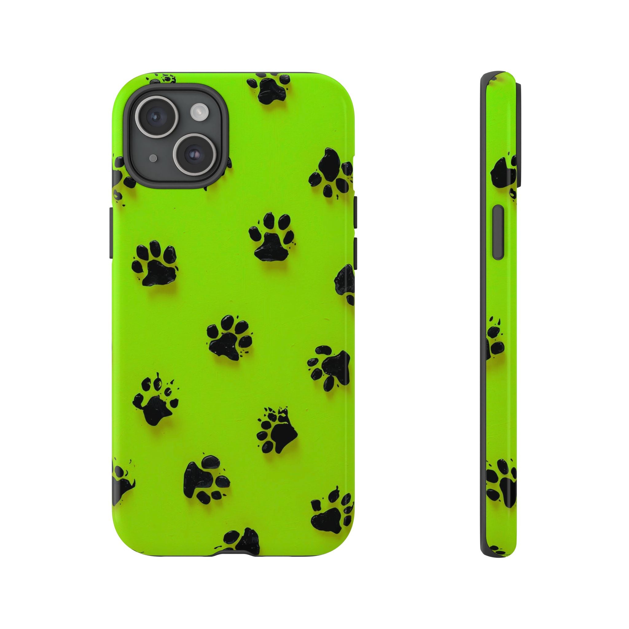 Neon Paw Print Tough Phone Case — Shockproof Pet Lover iPhone Cover