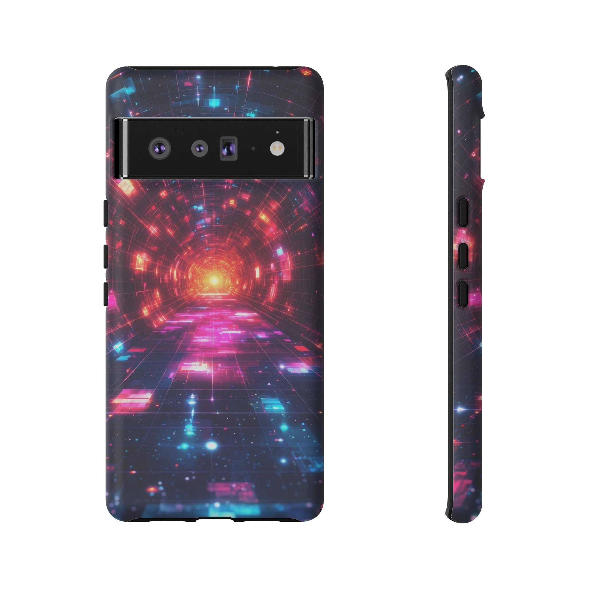 Neon Tunnel Tough Google Pixel Case — Retro Futuristic Galaxy Design