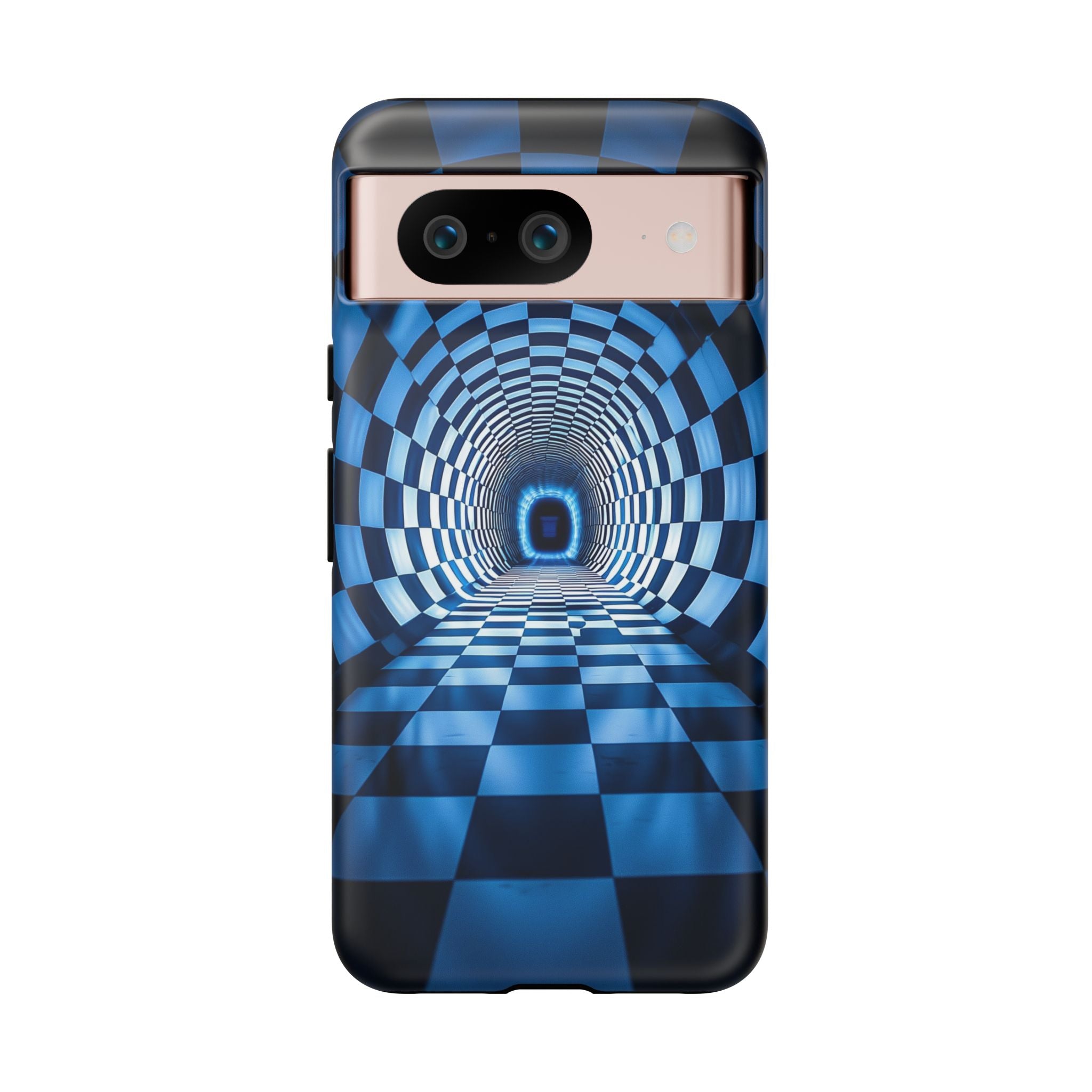 Blue Checkered Tunnel Google Pixel Case — 3D Optical Illusion Tough Case