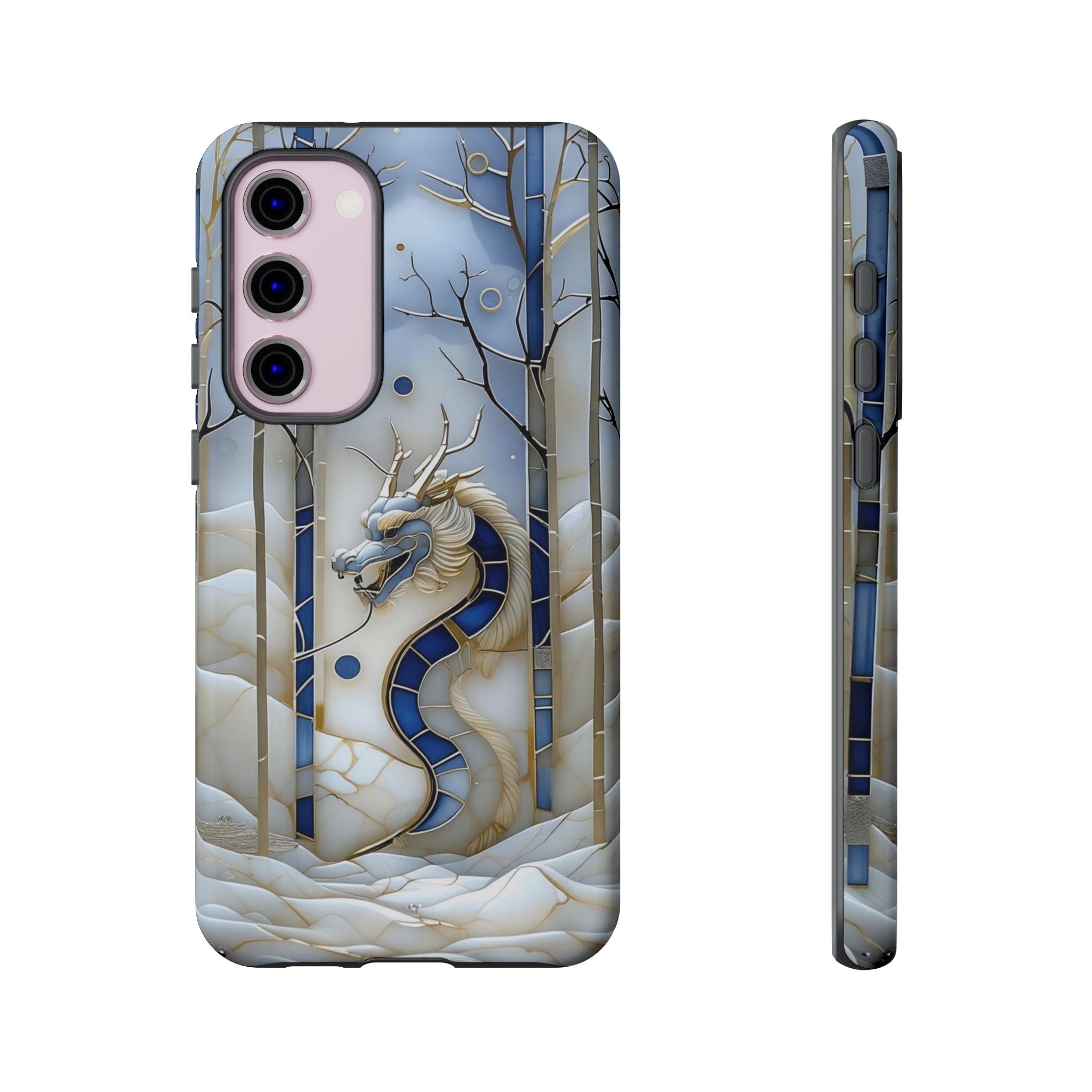 Dragon Stained Glass Samsung Galaxy Case — Blue Winter Forest Protective Cover