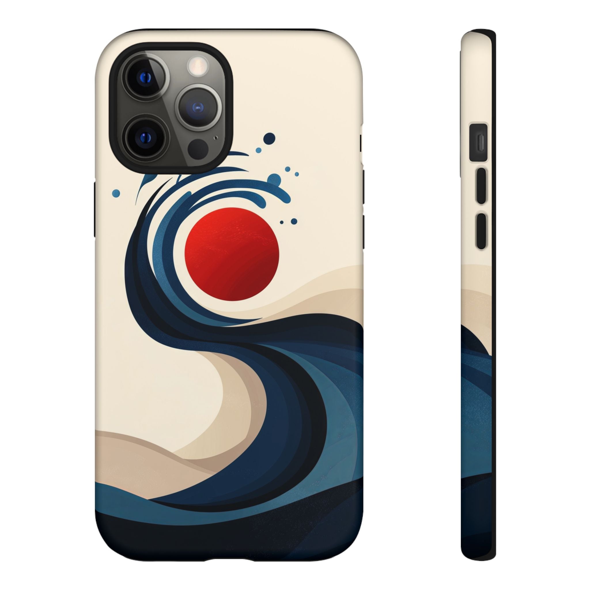 Abstract Wave iPhone Case | Red Sun Ocean Art