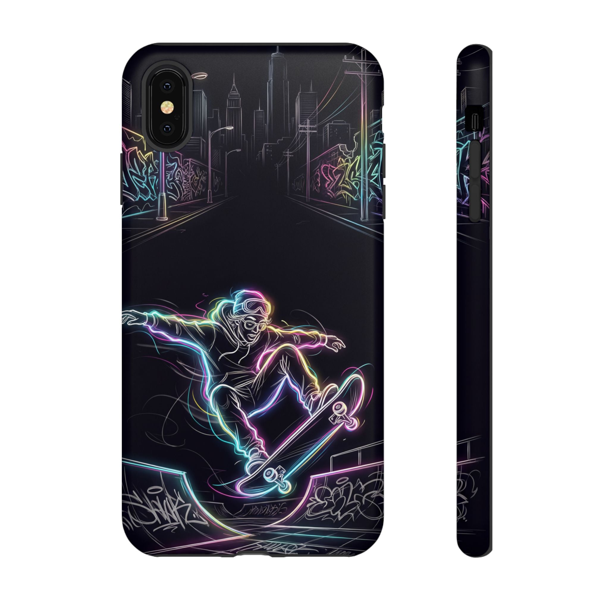 Neon Skateboard iPhone Case | Glow Skatepark Protective Cover