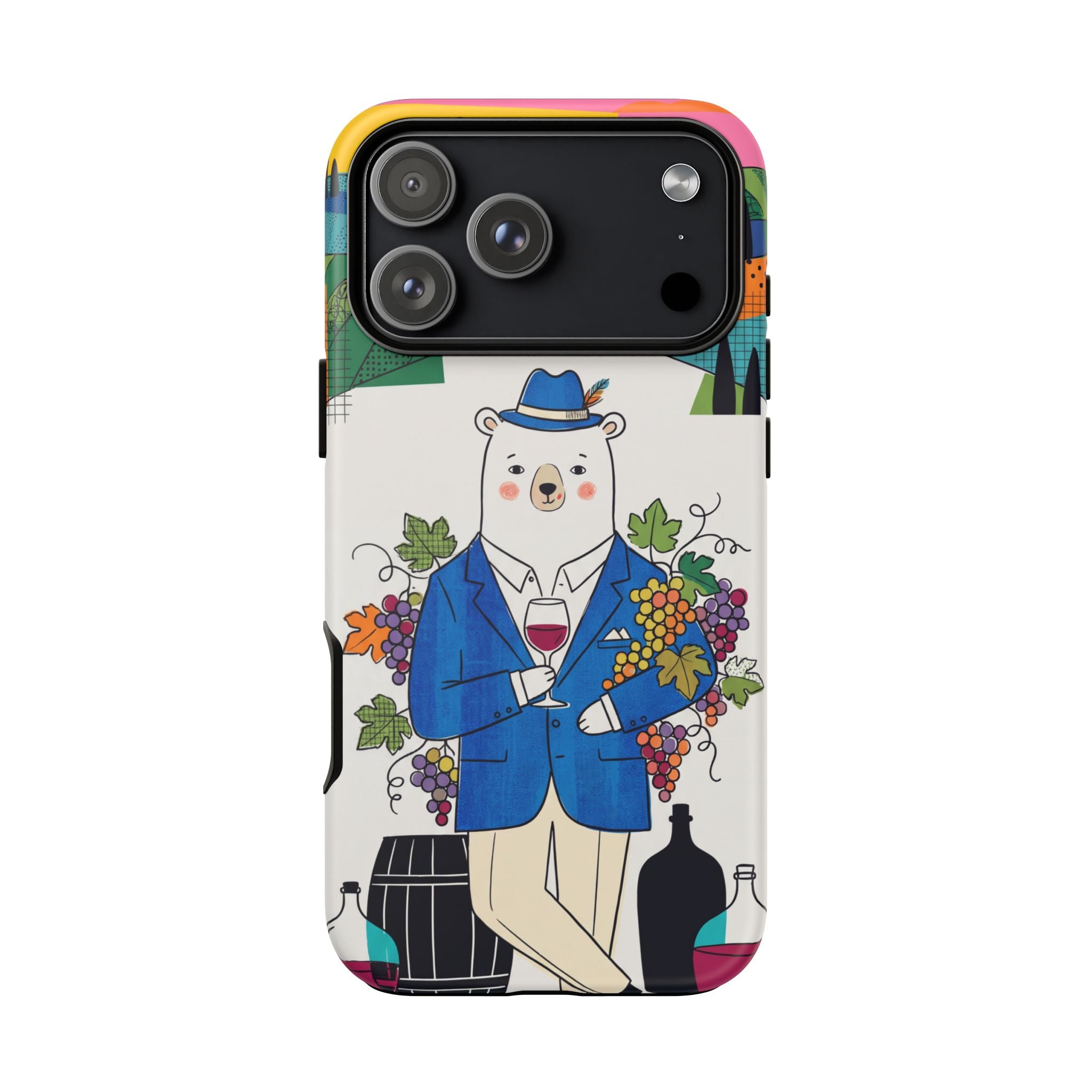Dapper Polar Bear Wine Lover Illustrated Protective iPhone Case