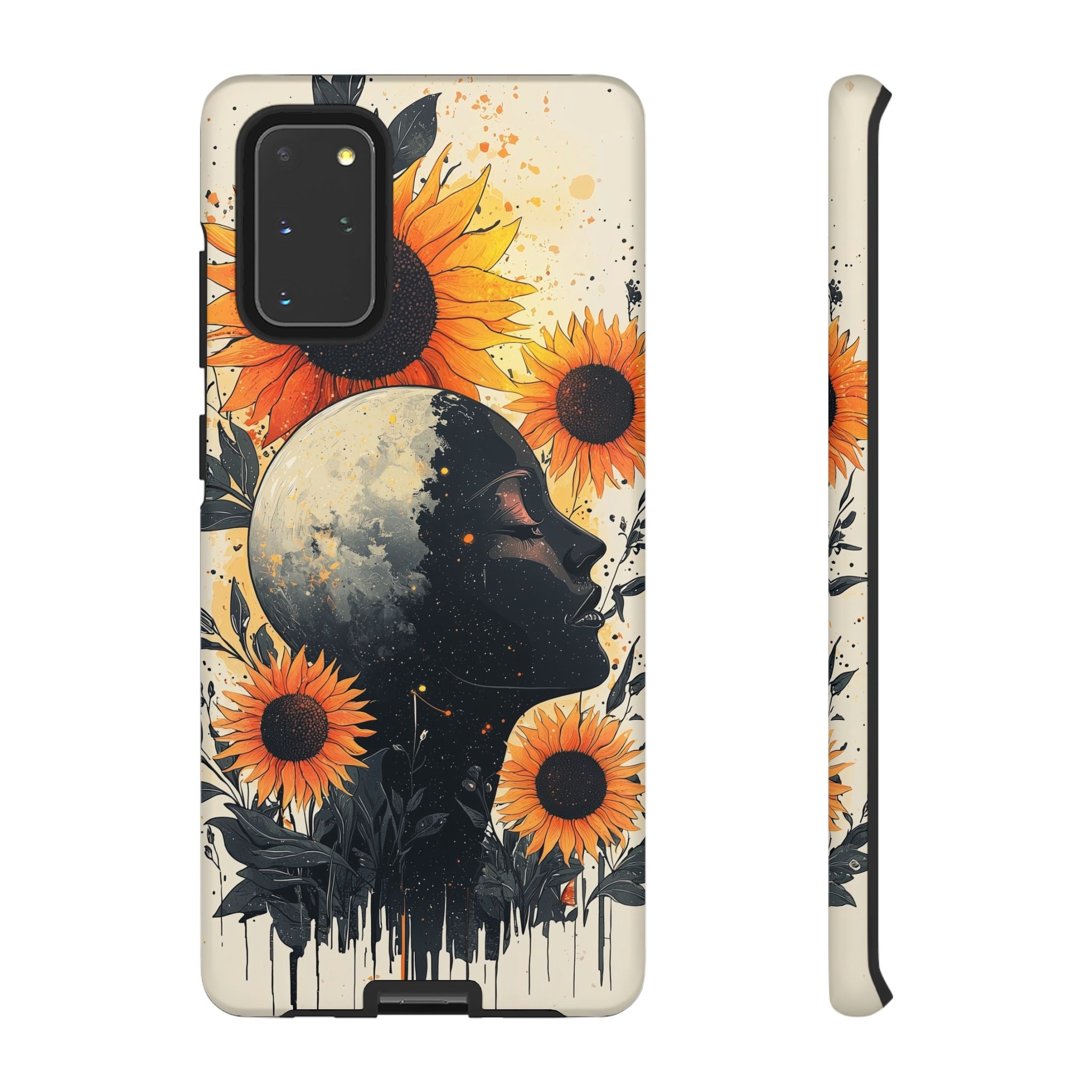 Sunflower Moon Art Samsung Galaxy Case | Floral Celestial